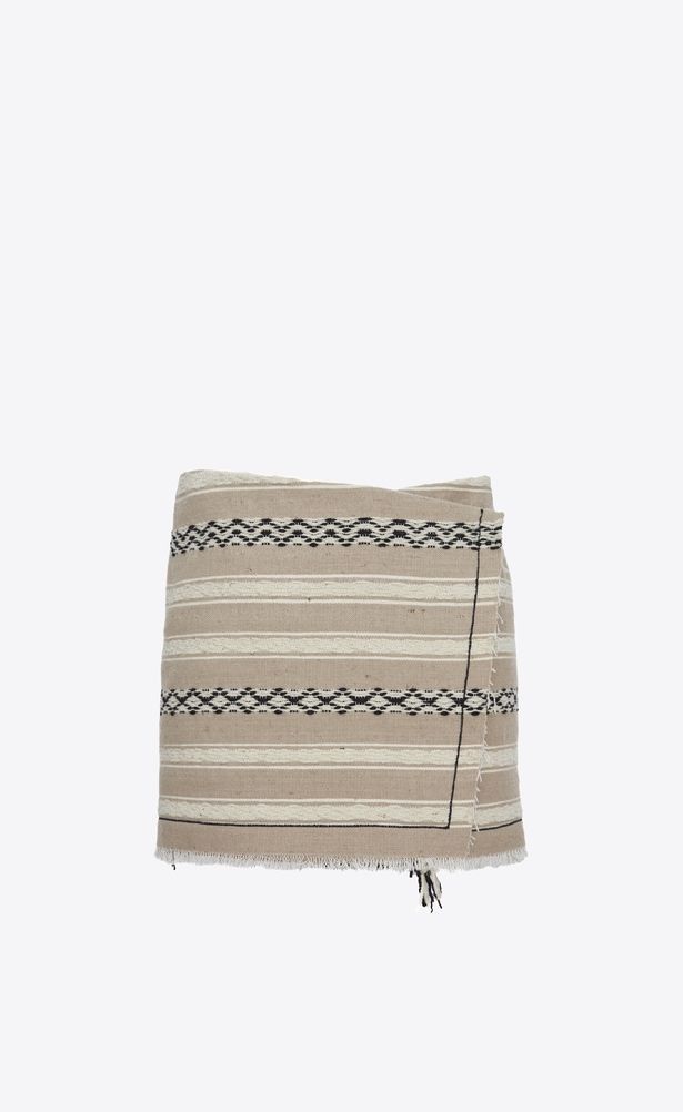 Saint Laurent Paris o1tp1o0125 Mini Wrap Around Skirt in Beige Size 28" / US 6 / IT 42 - 1 Preview