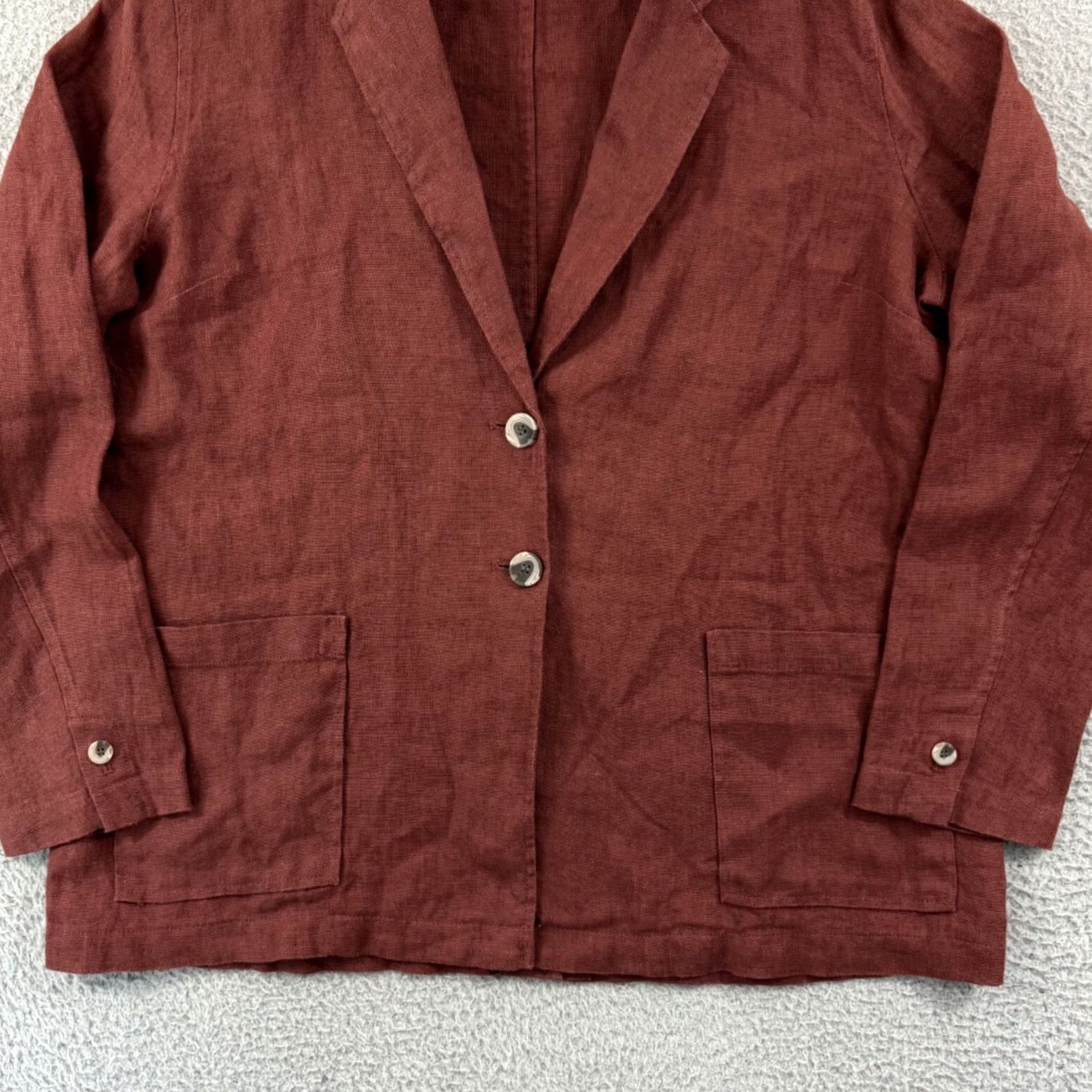 Coldwater Creek VINTAGE? Coldwater Creek Shirt Womens Large Red Linen Oversized Loose Blazer Top 3/4 Boho Size L / US 10 / IT 46 - 2 Thumbnail