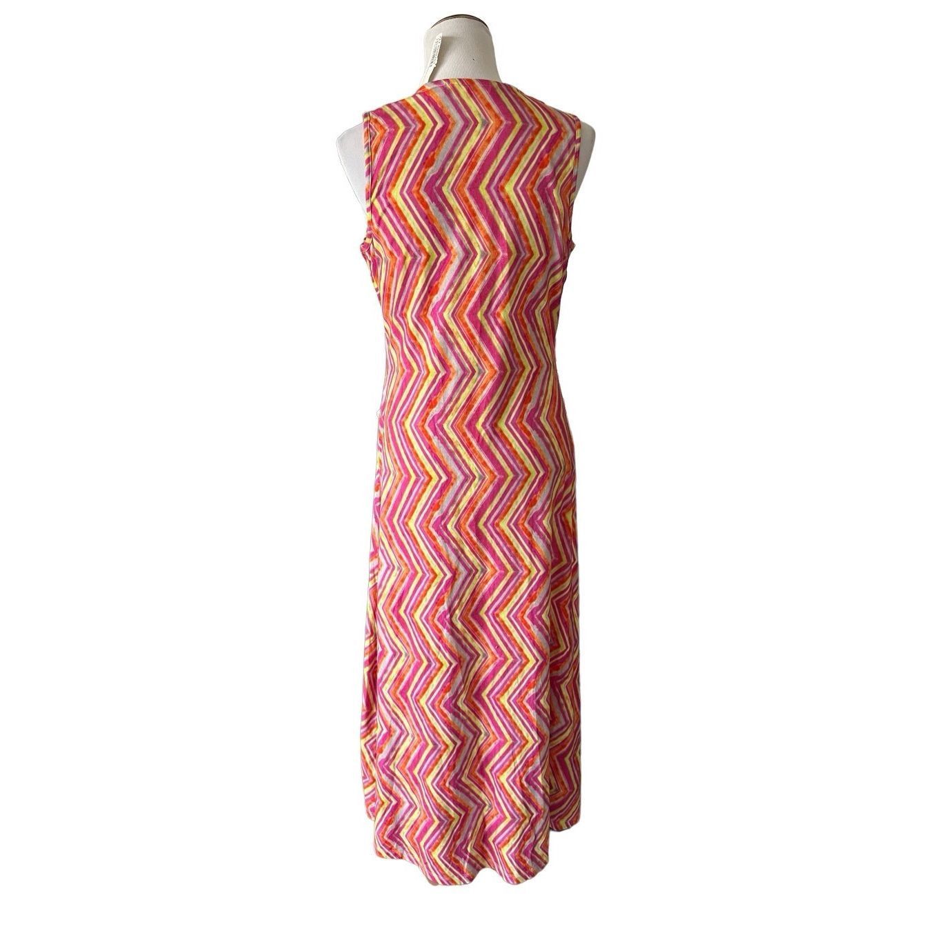 Soft Surroundings NWT Giselli Dress Sleeveless V-Neck Chevron Zigzag Size M