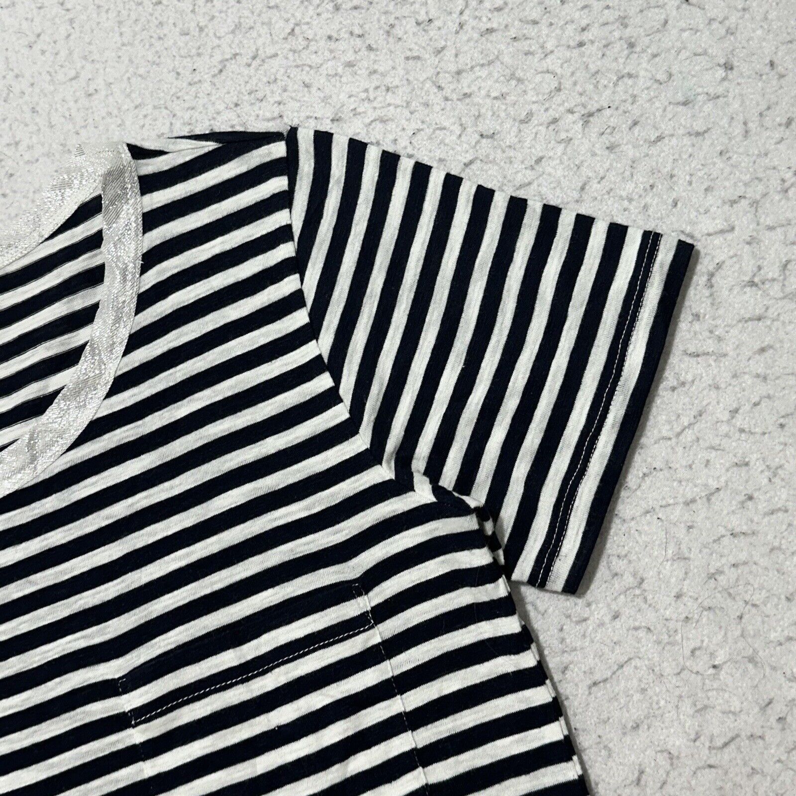 J.Crew J. Crew XS Blue White Striped T Shirt Glitter Crewneck Top Size XS / US 0-2 / IT 36-38 - 5 Thumbnail