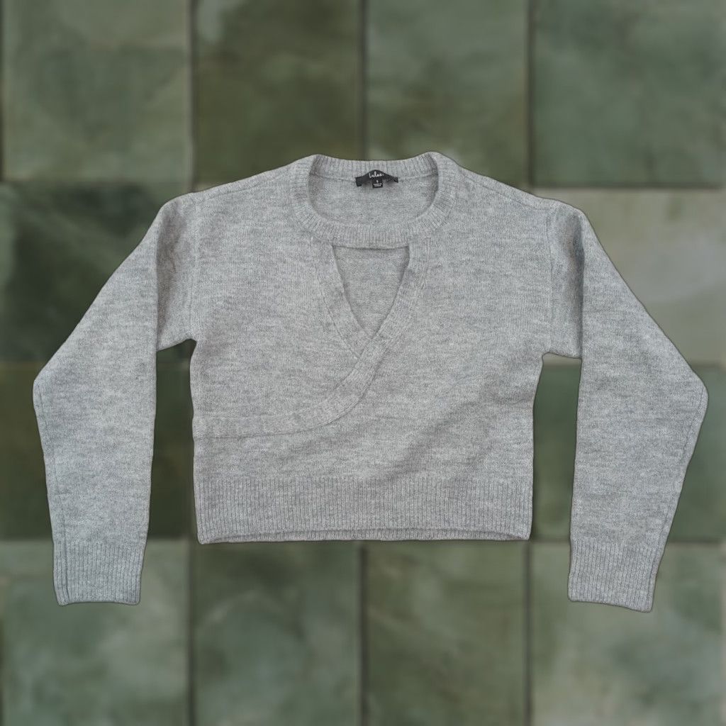 Lulus Lulus Gray Pullover Sweater Womens Small Long Sleeve Cutout Stretch Size S / US 4 / IT 40 - 1 Thumbnail