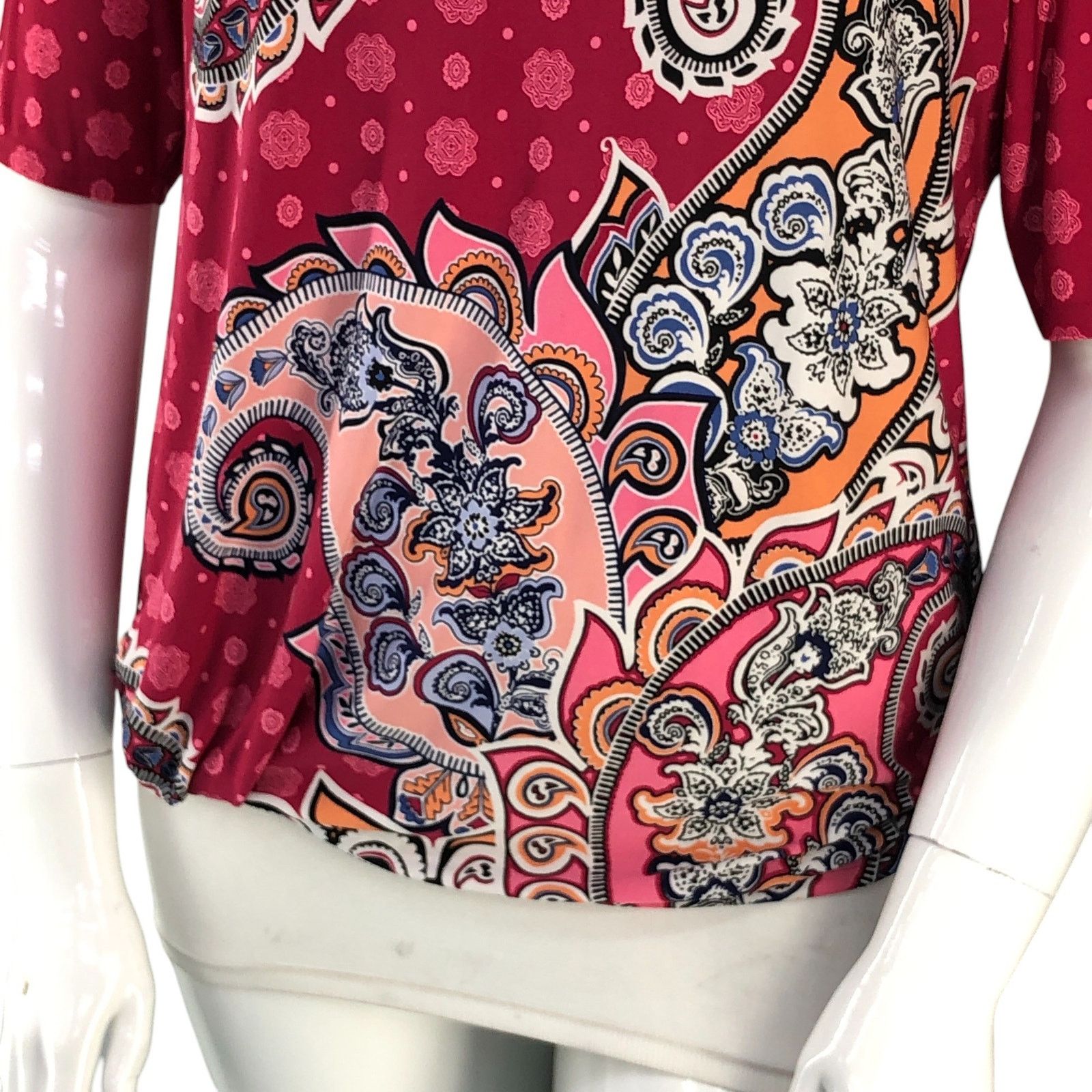 Chicos Chicos Size 2 US L Top Paisley Twist Half Sleeves Scoop Neck Size L / US 10 / IT 46 - 3 Thumbnail