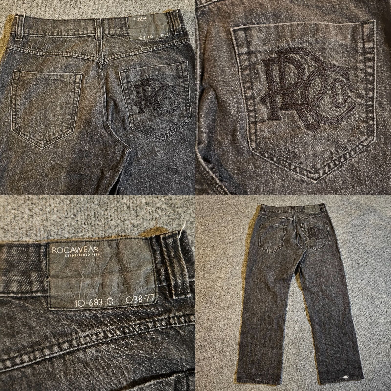 Rocawear Vintage Rocawear Jeans Men 36x33 Black Baggy Straight Skater Hip Hop Street Wear Size US 36 / EU 52 - 8 Thumbnail