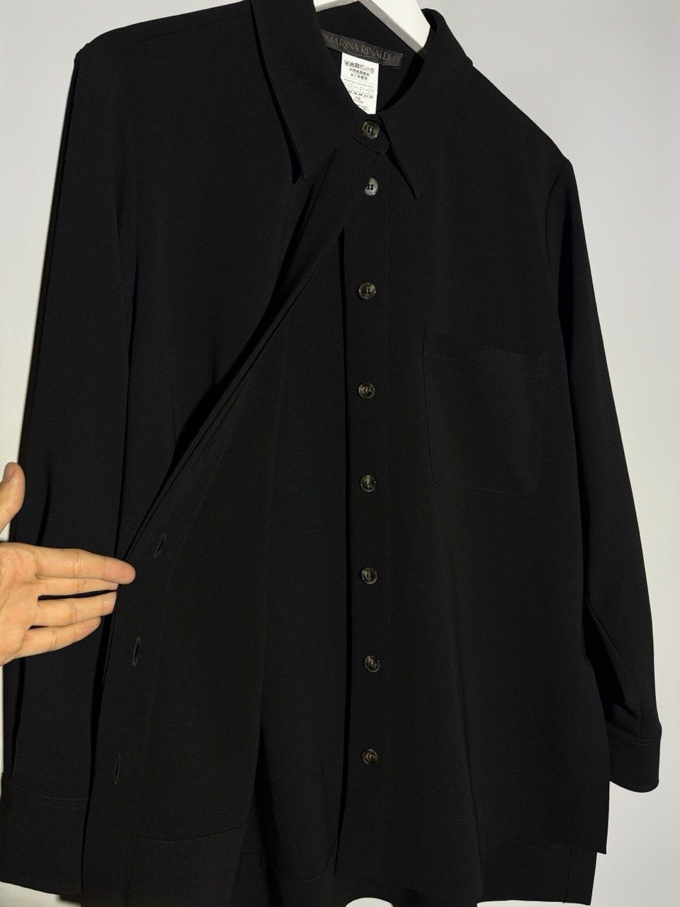Marina Rinaldi Marina Rinaldi Triacetate Cady Tunic Shirt Black 350$ RRP Size XL / US 12-14 / IT 48-50 - 7 Thumbnail