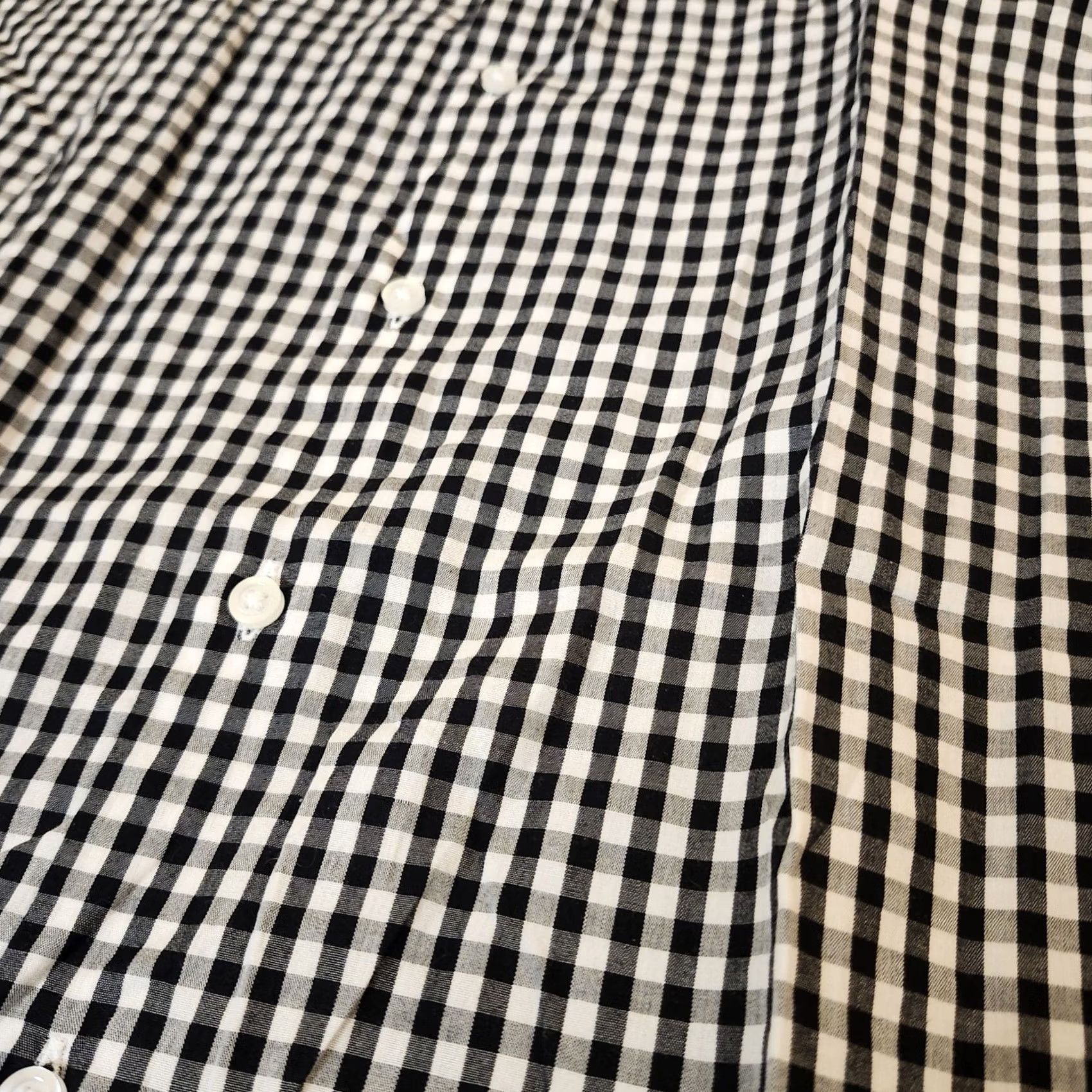 Dockers DOCKERS Dress Shirt Men XL White Black Checkered Fitted Stretch Collared Long Sleeve Button-Front Cotton Size 46R - 7 Thumbnail