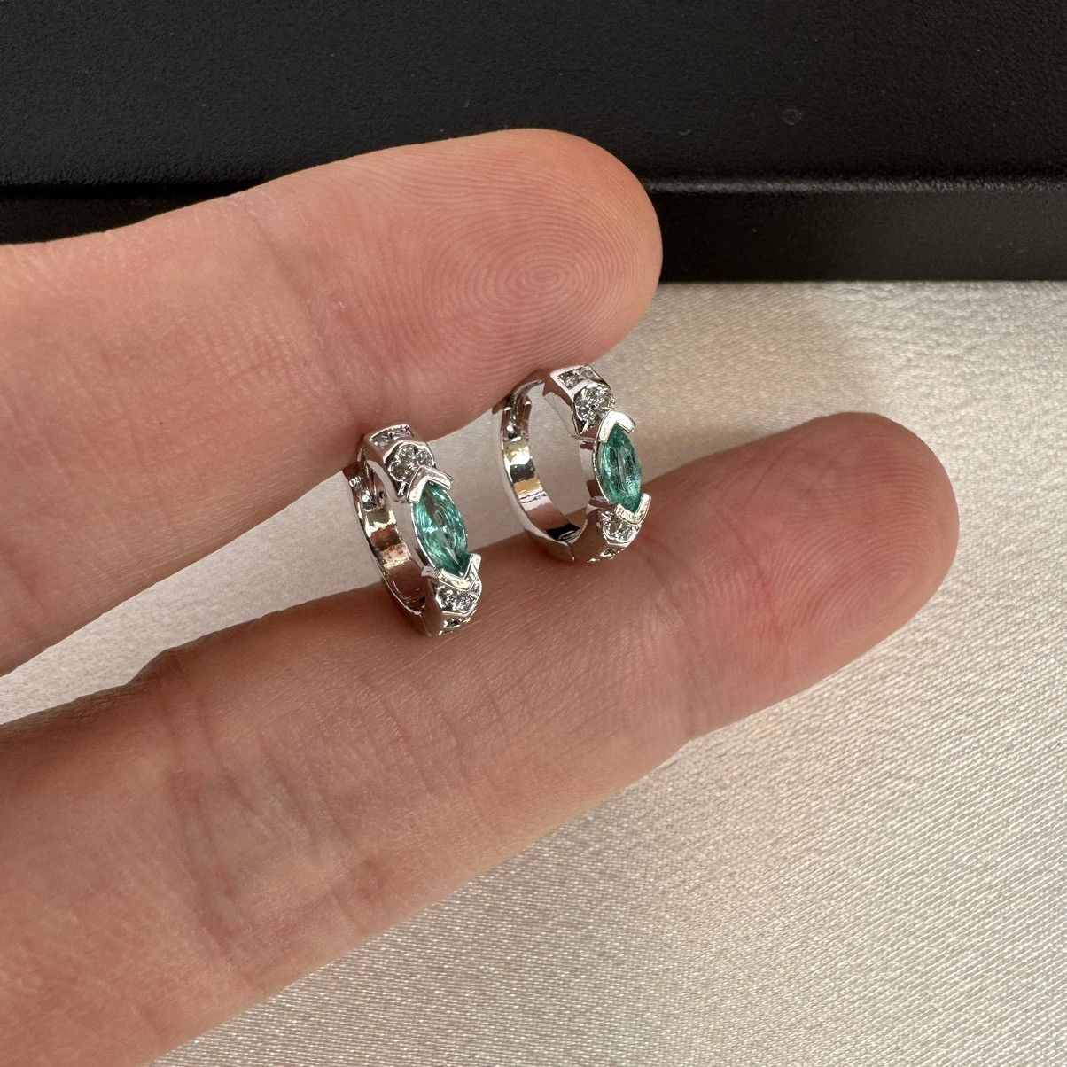 Other 13mm Zircon Small Silver Hoop Earrings for Men Women Size ONE SIZE - 3 Thumbnail