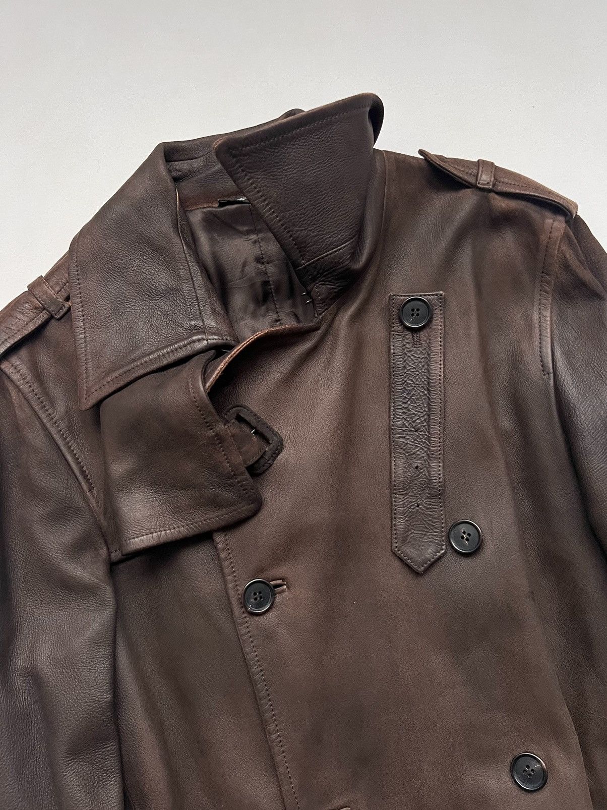 Miu Miu 🔥Archive Miu Miu FW2006 Hand Dyed Leather Trench Coat Brown Size M / US 6-8 / IT 42-44 - 11 Thumbnail