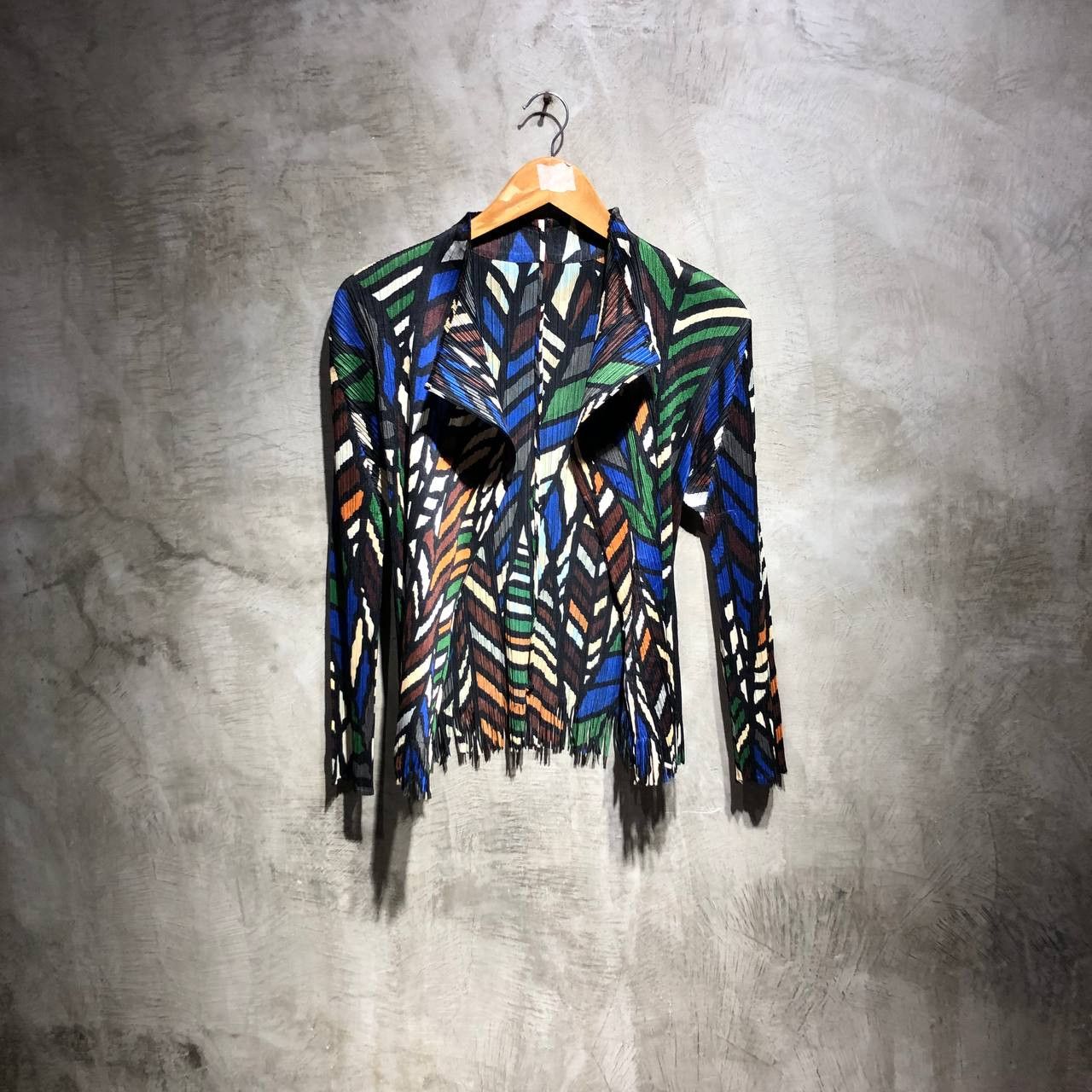 image of Issey Miyake Pleats Please Multi Color Fringe Cardigan, Women's (Size Small)
