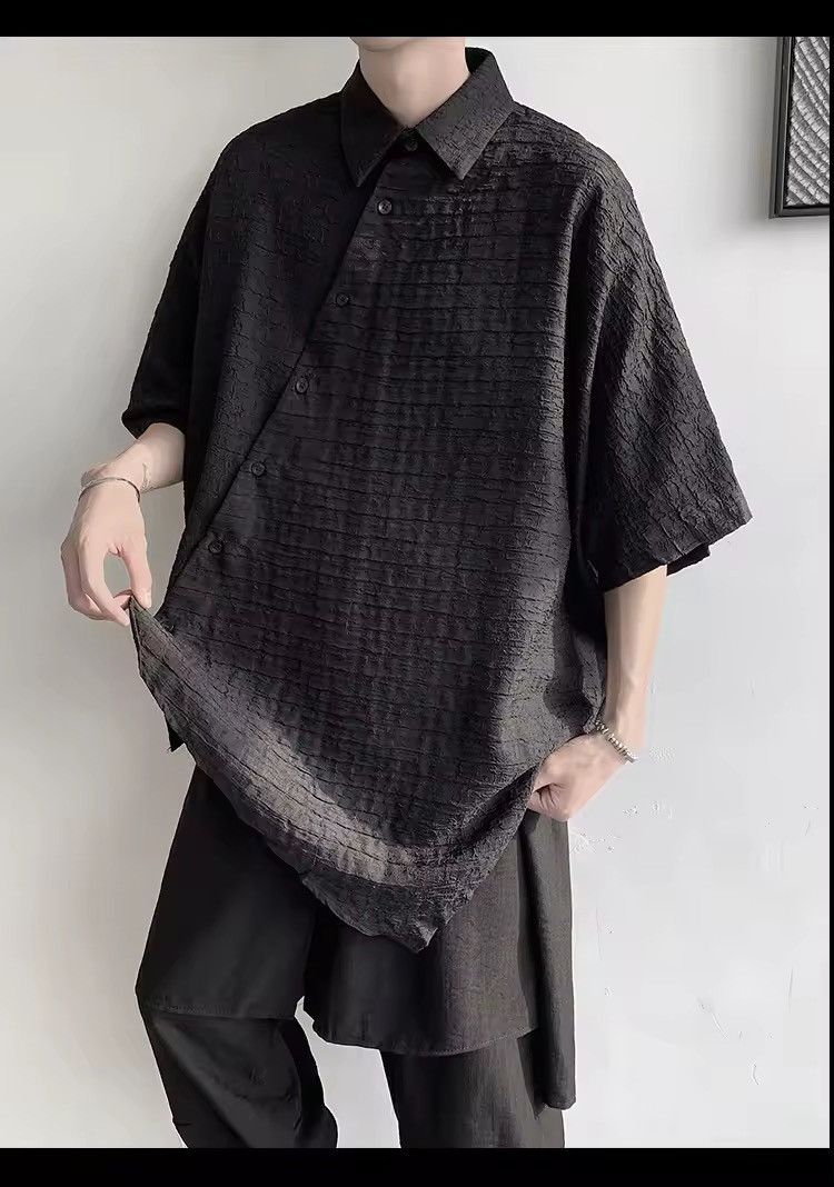 Japanese Brand Oversize Streetwear Loose Black Irregular Shirt Size US M / EU 48-50 / 2 - 7 Thumbnail