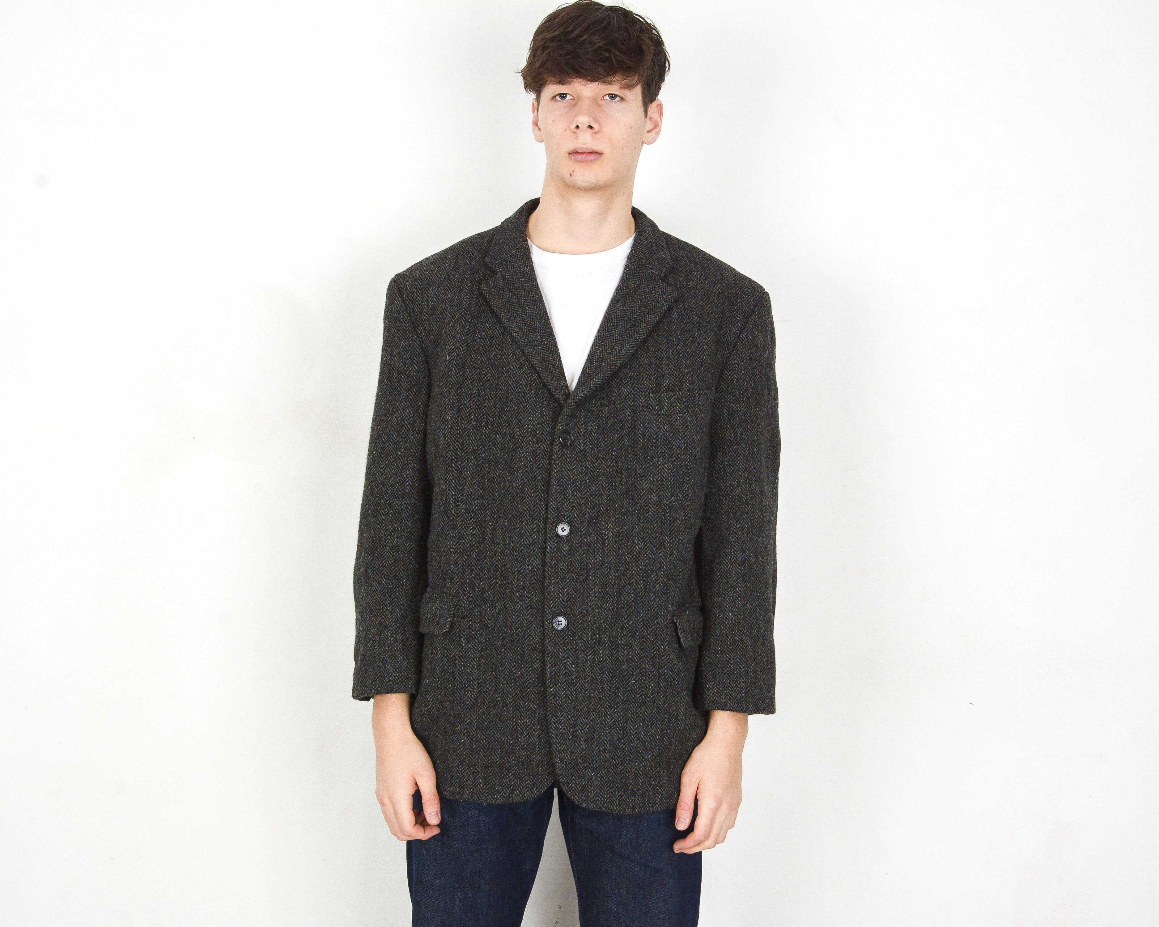 Harris Tweed Herringbone Blazer US 50S Wool Suit Tweed Jacket Coat 3XL Size 50S - 1 Thumbnail