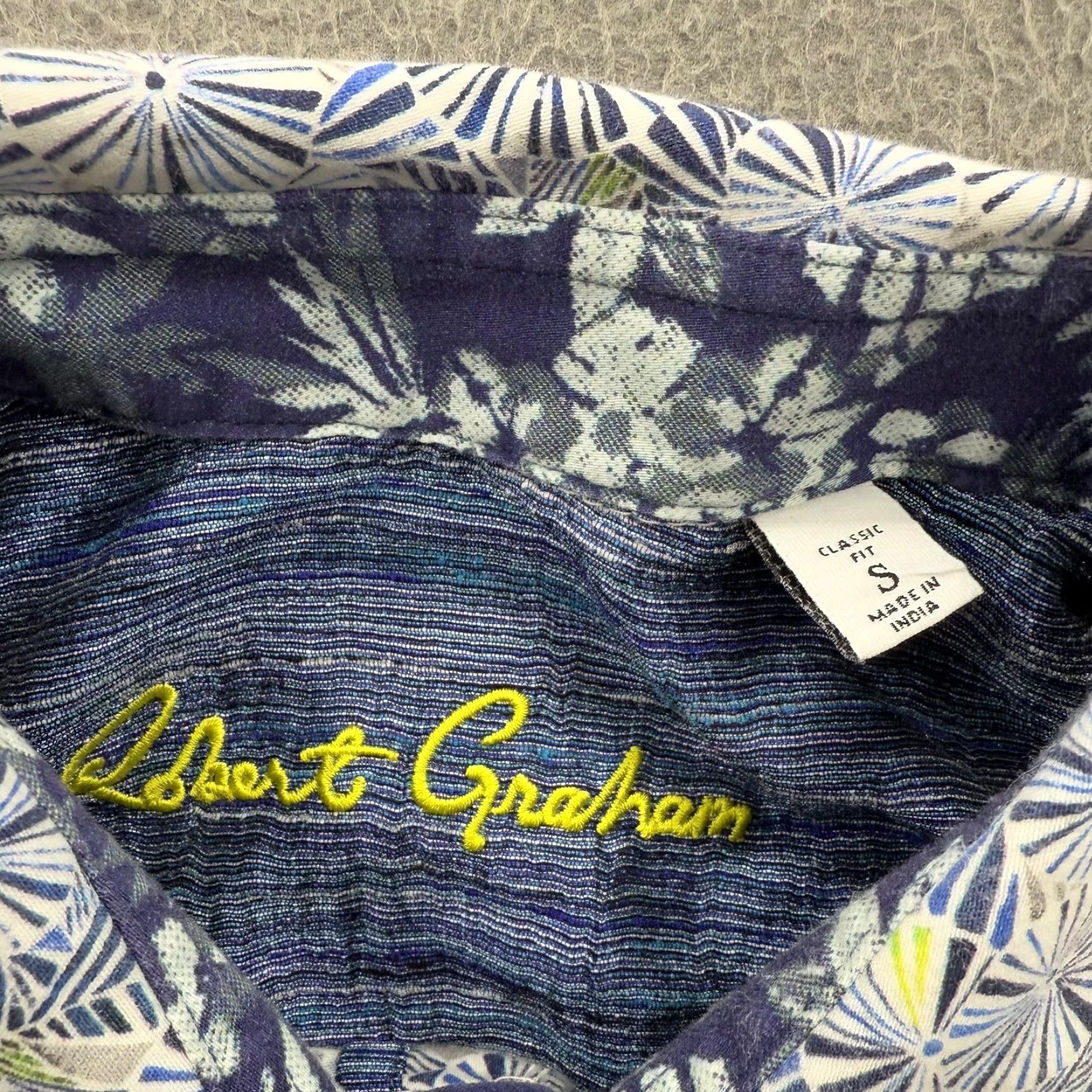 Robert Graham Robert Graham Shirt Mens Small Blue Geometric Short Sleeve Classic Fit Button Up Size US S / EU 44-46 / 1 - 3 Thumbnail