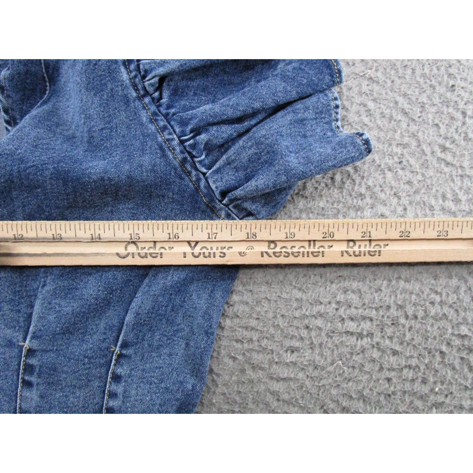 Denime Bella Ella Women's Denim Romper Blue V-Neck Flutter Sleeve Ruffle Short Sleeve 2.5 Inch Inseam Size M Casual Size 32" / US 10 / IT 46 - 6 Thumbnail