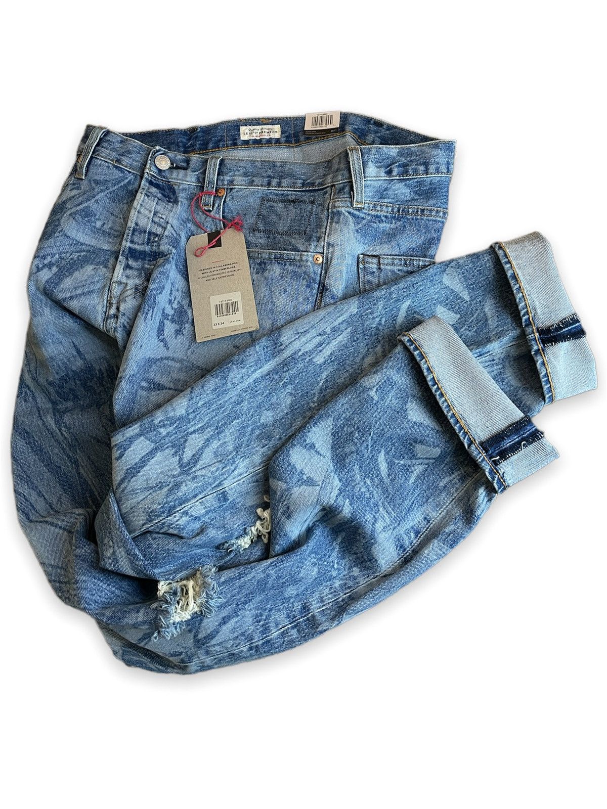 Levi's × Levi's Made & Crafted × Levi's Vintage Clothing BNWT JUSTIN TIMBERLAKE 501 ST Big E Slim Taper Washed Denim Jeans Pants Size US 33 - 3 Thumbnail