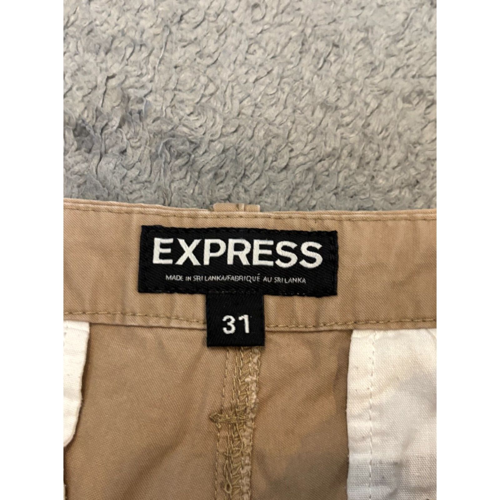 Express Express Chino Shorts Mens 31 (33) Beige Khaki Flat Front Preppy Casual Golf Mens Regular Chino Short Beige Warm Weather Vintage? No — keep no. Size US 31 - 2 Thumbnail