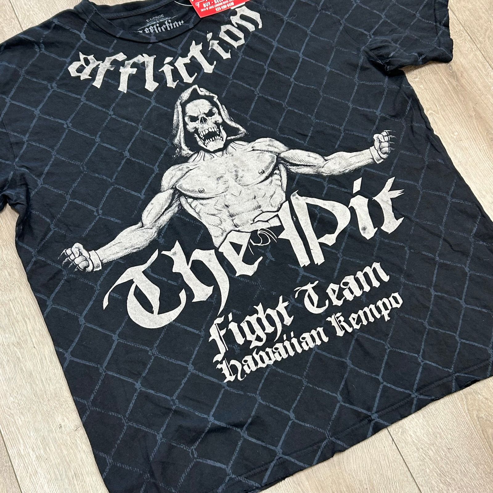 Affliction Y2K Affliction The Pit Skeleton Fence AOP Black Tee T Shirt Size US XL / EU 56 / 4 - 2 Thumbnail