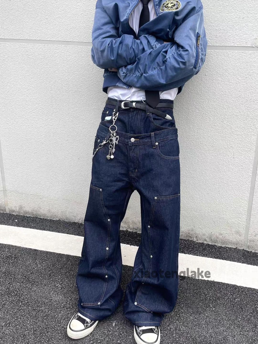 Jean Custom asaprocky travisscott style double waist loose jeans Size US 30 / EU 46 - 4 Thumbnail