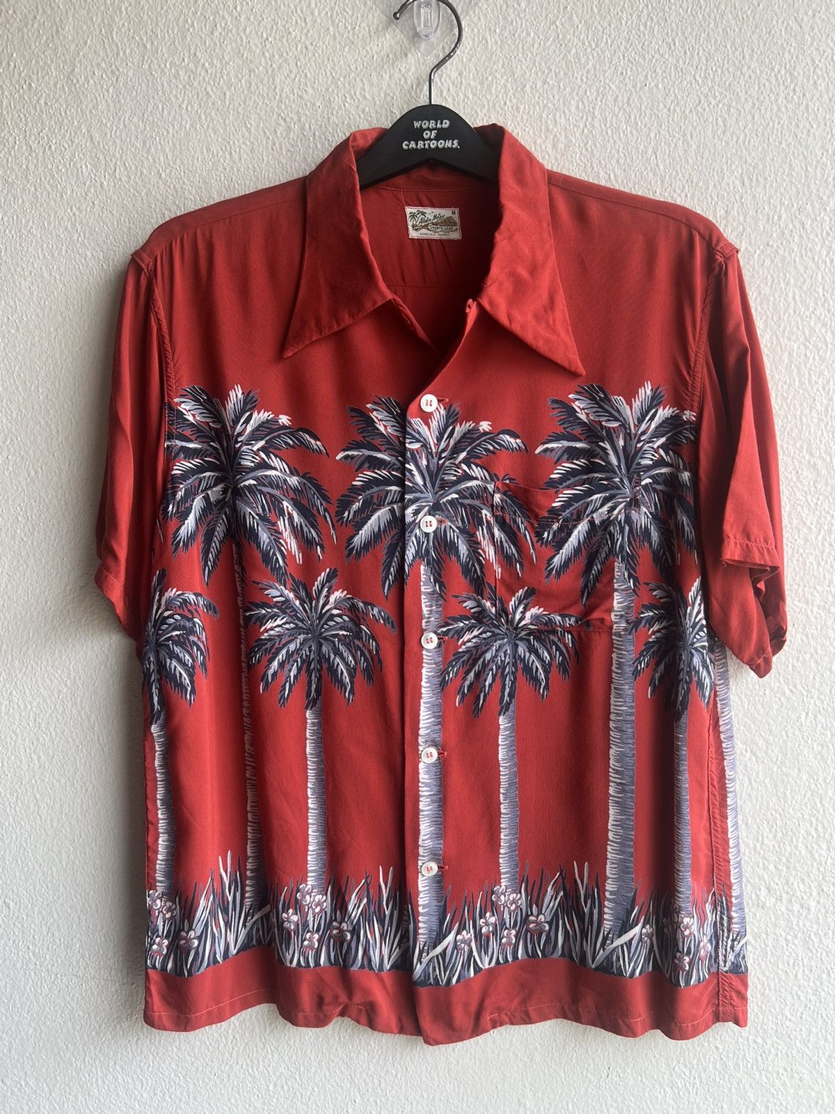 Aloha McCoy Sportswear Palm Trees 100% Rayon Hawaiian Shirt