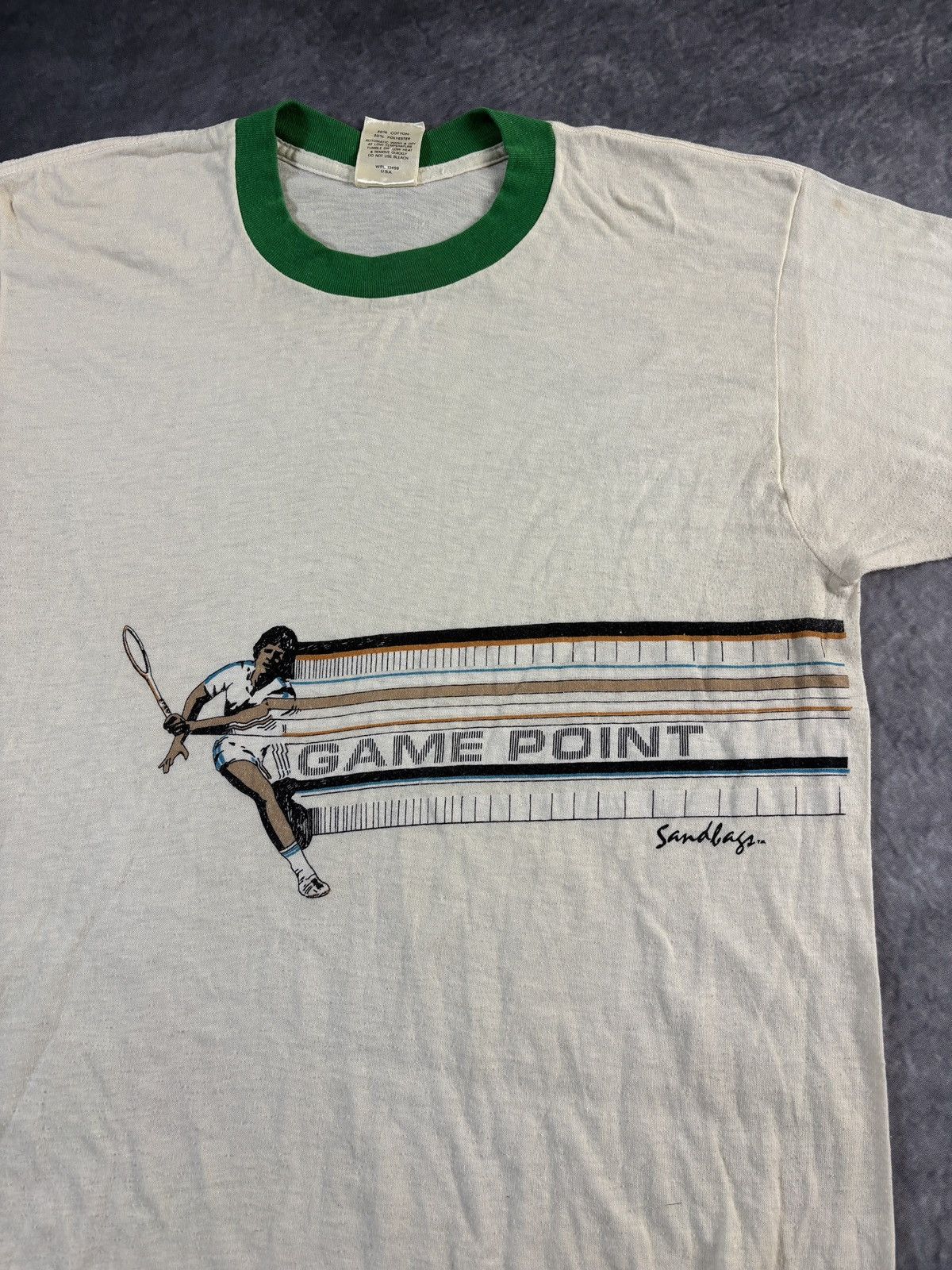 Vintage 1980s Sandbags California Tennis Vintage Ringer Tee Sports Size US M / EU 48-50 / 2 - 4 Thumbnail