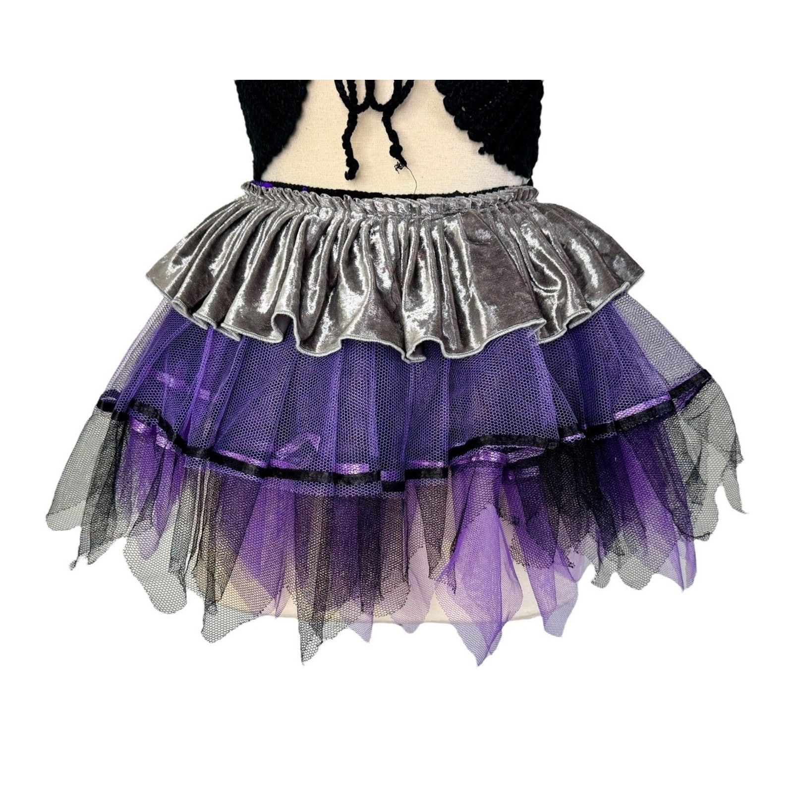 Other Y2K Crochet Butterfly Top Velvet Mesh Tutu Cyberpunk OS Size 32" / US 10 / IT 46 - 4 Thumbnail