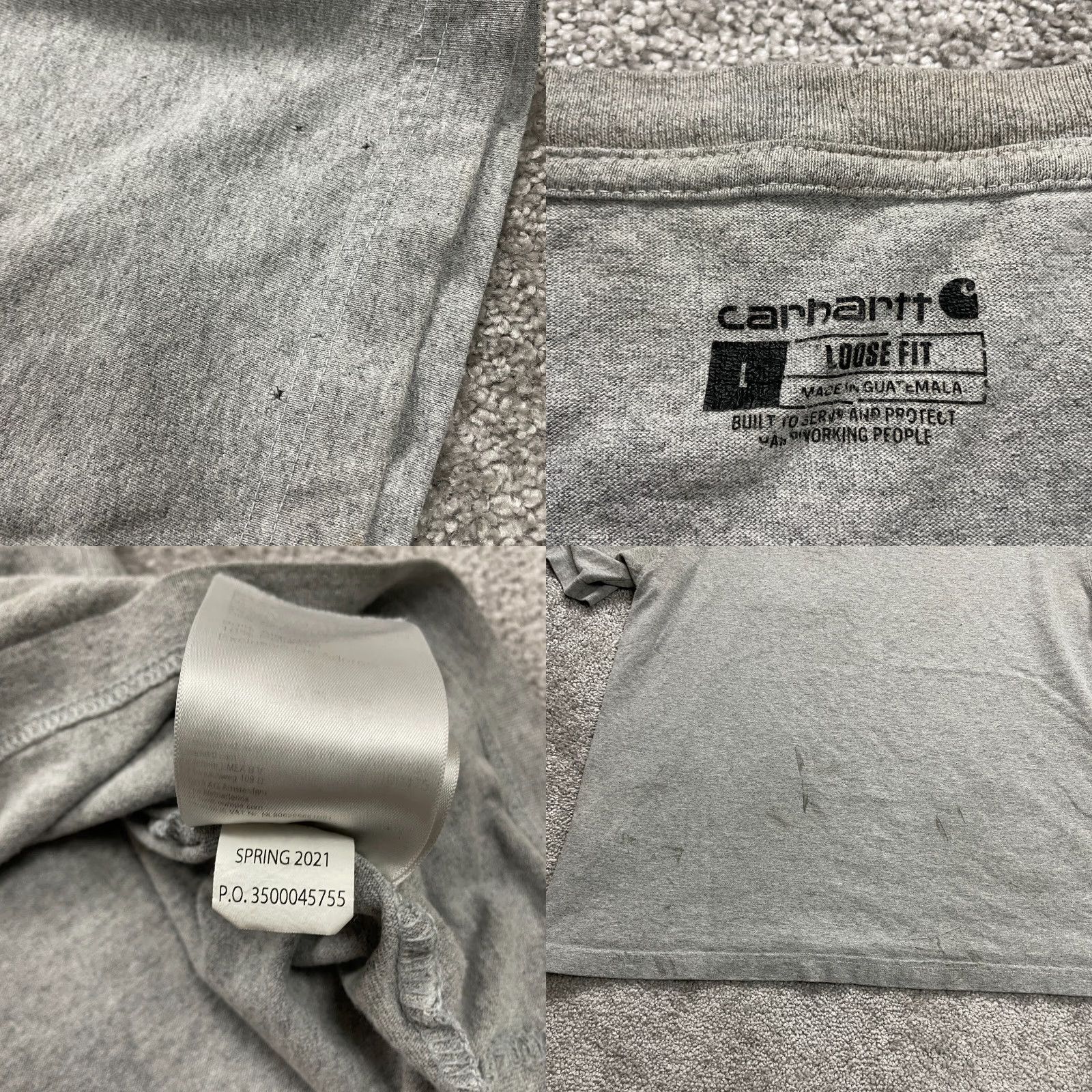 Carhartt Carhartt T-Shirt Men Large Gray Crew Neck Short Sleeve Pocket Tee Top Clothing Apparel Casual Size US L / EU 52-54 / 3 - 8 Thumbnail