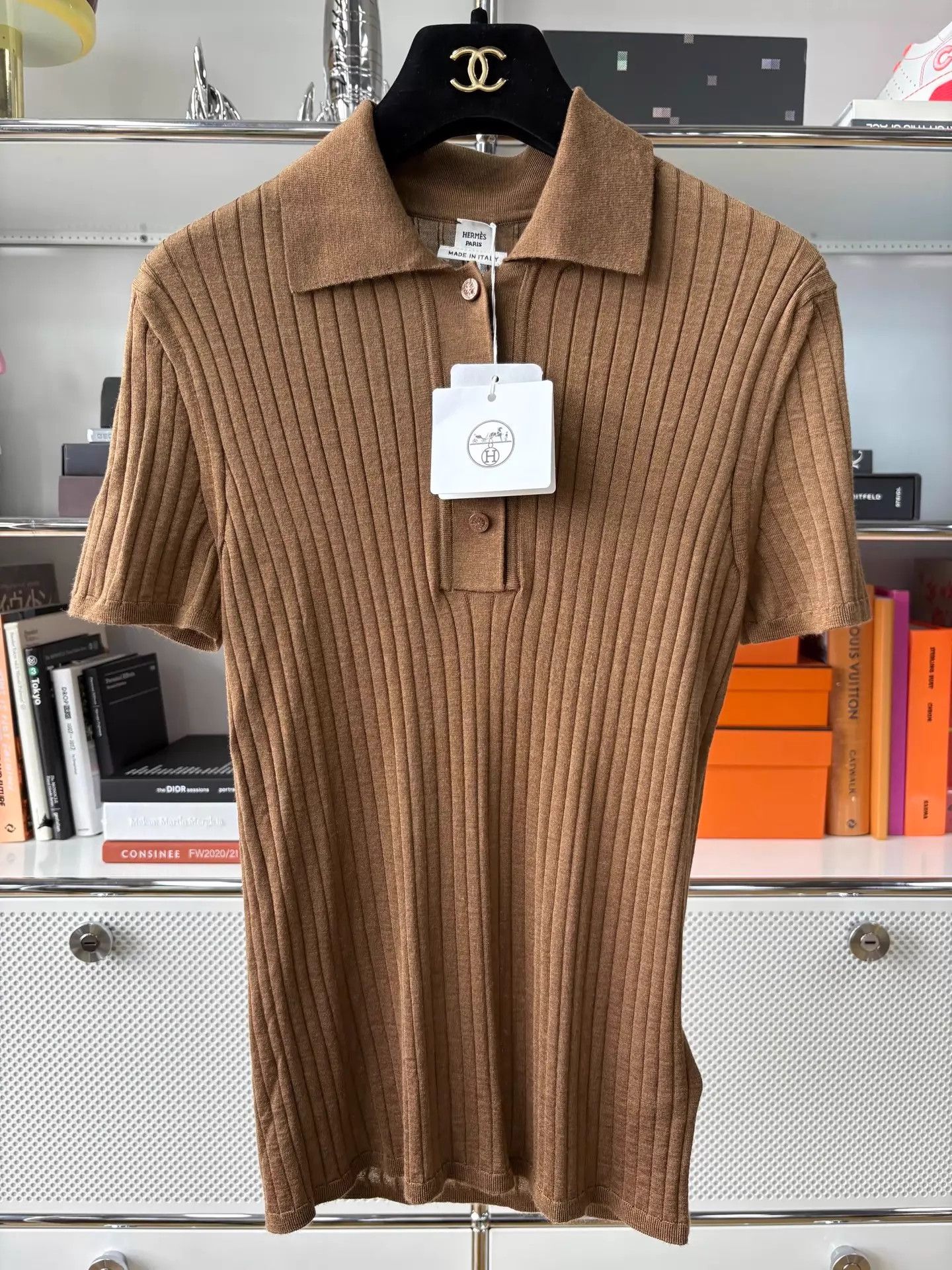 Hermes Hermès 26SS Camel Stripe Slim Sweater 38 70/30 Size S / US 4 / IT 40 - 1 Thumbnail