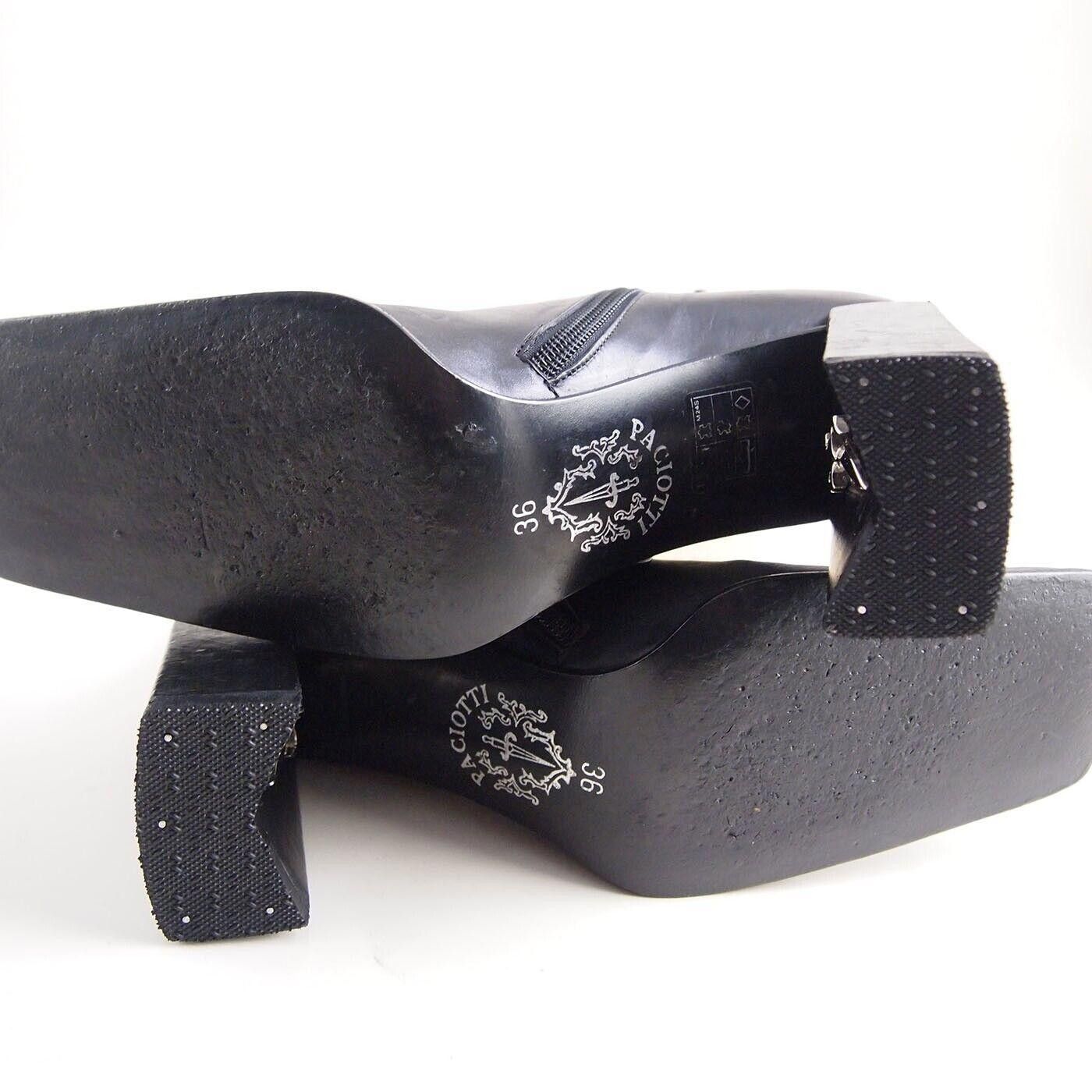Paciotti Paciotti Square Toe Boots Black Leather Size US 6 EU 36 $660 Size US 6 / IT 36 - 6 Thumbnail