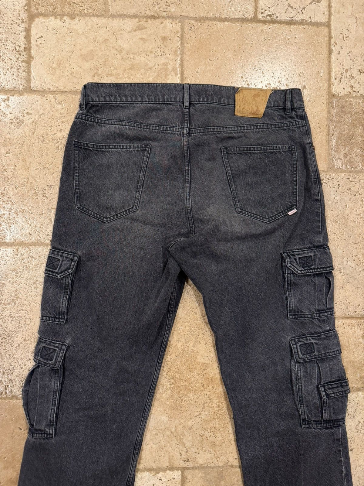 Martine Rose Martine Rose Dark Wash Gray Double Cargo Utility Denim Pants Size US 33 - 8 Thumbnail