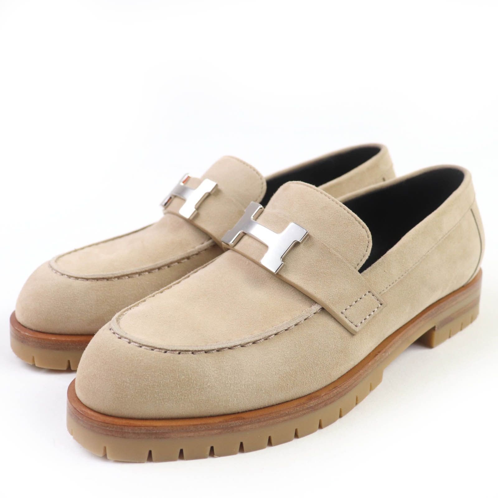 Hermes Hermes Hermès Faubourg H logo Metal Suede Loafers Leather Shoes DUTY FREE for USA Size ONE SIZE - 1 Thumbnail