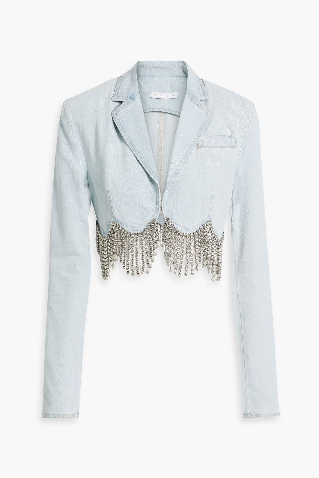 Area NYC AREA Cropped crystal-embellished denim jacket size 8 Size M / US 6-8 / IT 42-44 - 1 Thumbnail