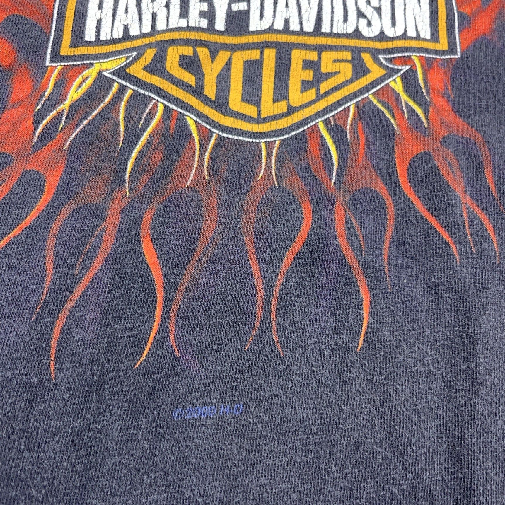 Harley Davidson VINTAGE Harley-Davidson Shirt Men Large Black Graphic Print 80s USA Logo Long Sleeve Fire Flames Eagle Size US L / EU 52-54 / 3 - 5 Thumbnail