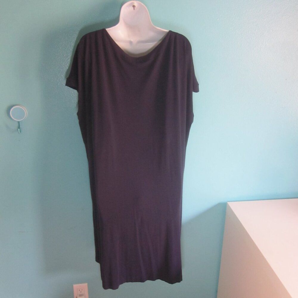 Eileen Fisher Eileen Fisher Plus 3X Dark Blue Pullover Drape Neck Sleeveless Knee Length Dress Size 3XL / US 20-22 - 9 Thumbnail
