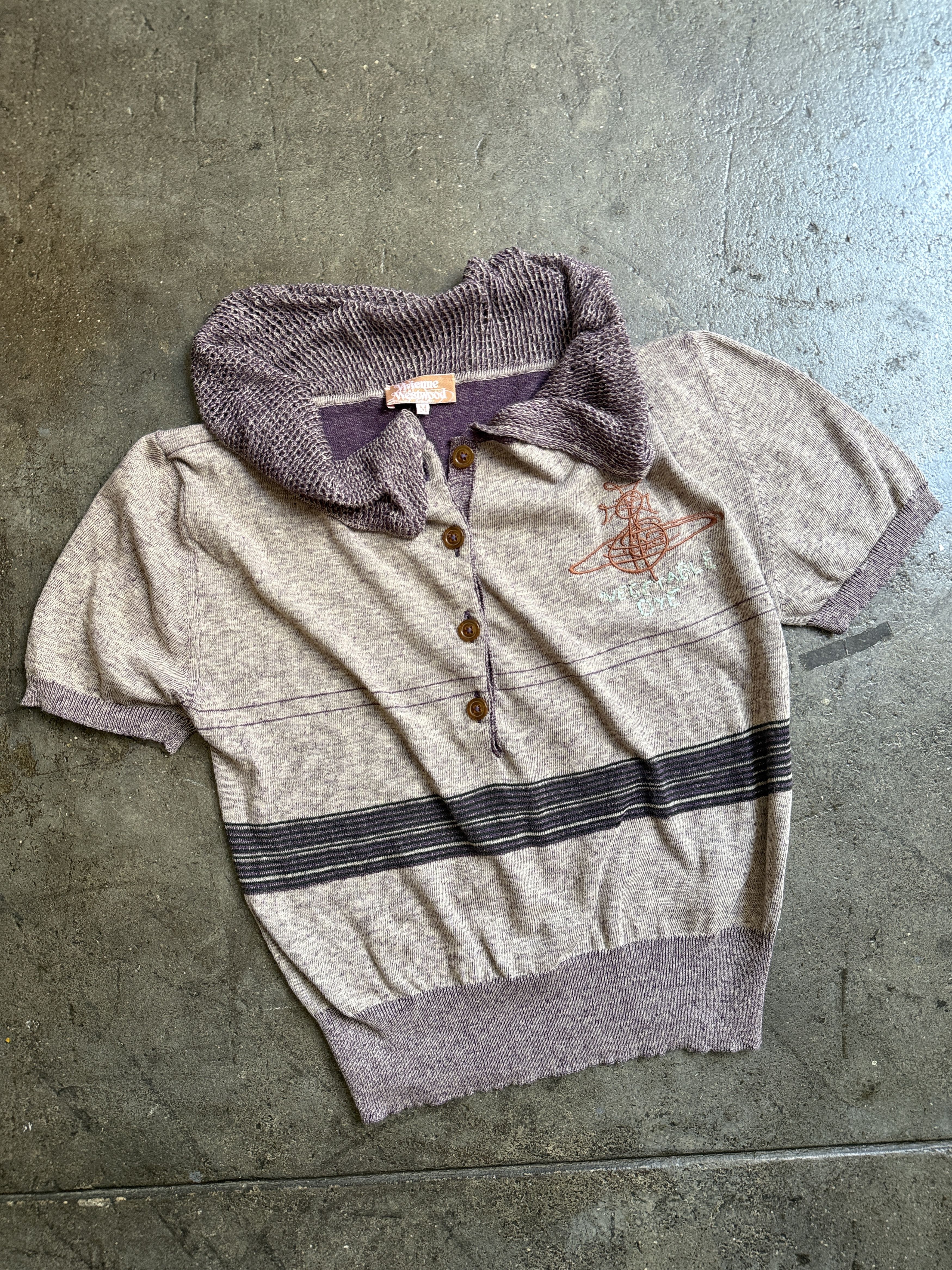 Vivienne Westwood New 2014 Gold Label Purple Knitted Silk Yarn Polo Size M / US 6-8 / IT 42-44 - 6 Thumbnail