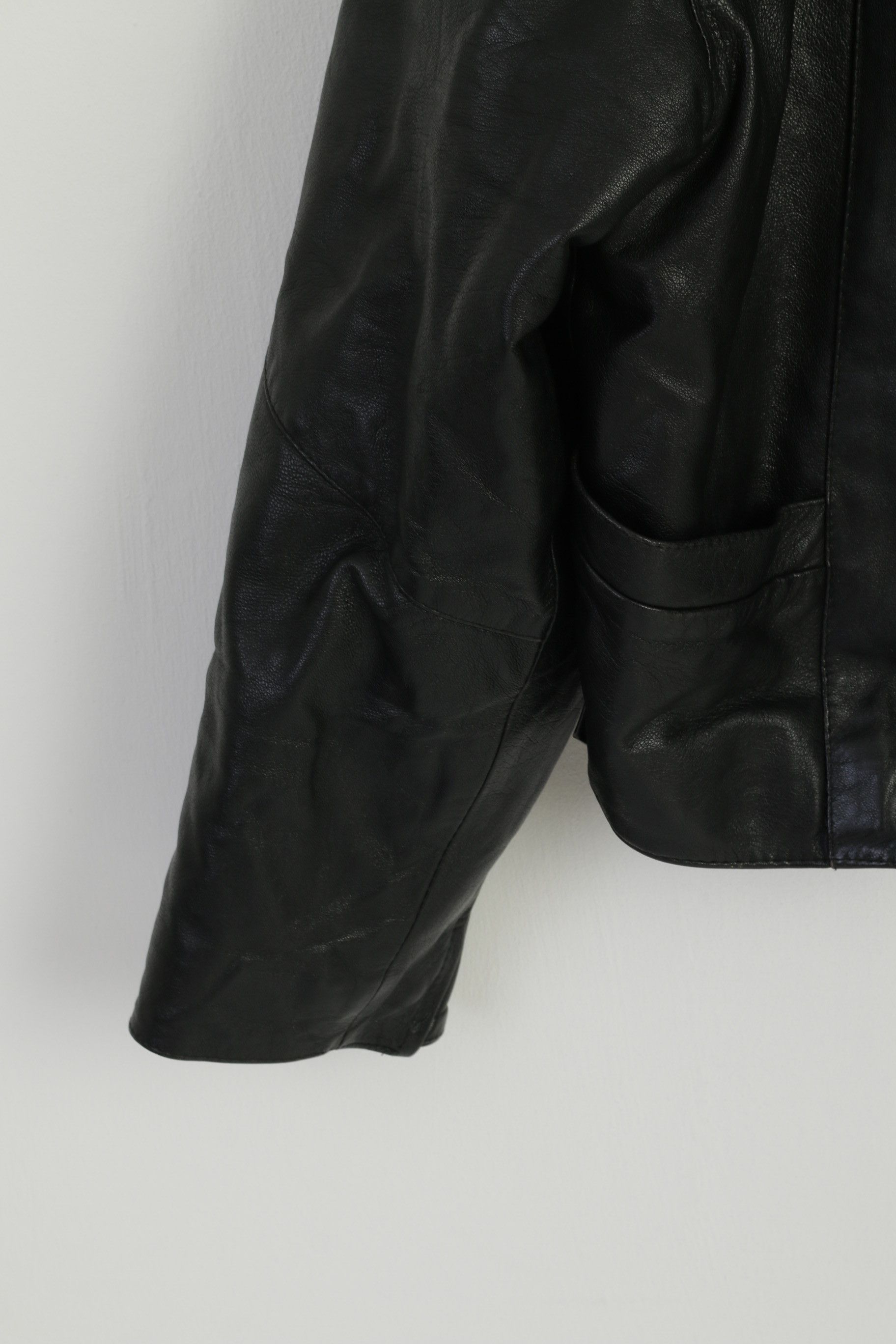 Vintage Stephano Women XL Jacket Black Leather Bomber 2515 Size XL / US 12-14 / IT 48-50 - 4 Thumbnail