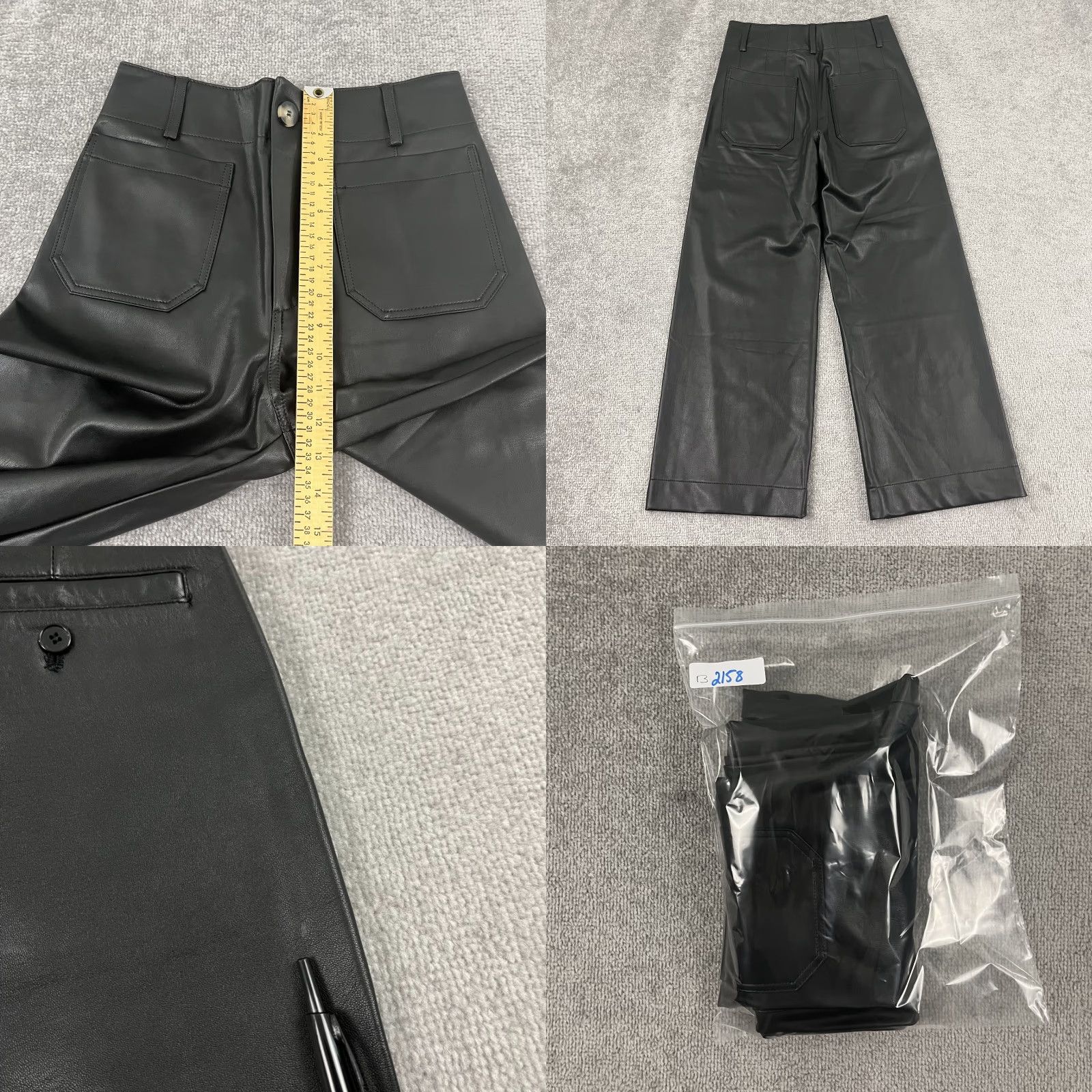 Vintage VTG Rem Garson Leather Pants Womens 10 Black High Rise 30x30 Straight 90s Casual Womens Size 32" / US 10 / IT 46 - 8 Thumbnail