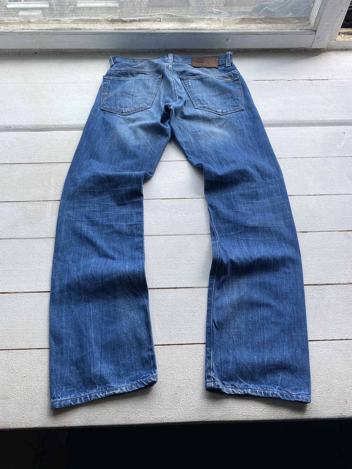 G-Star × Vintage VNTG G Star Raw Blue Gothic Avant Garde Blue Straight Jeans Size US 30 / EU 46 - 4 Thumbnail