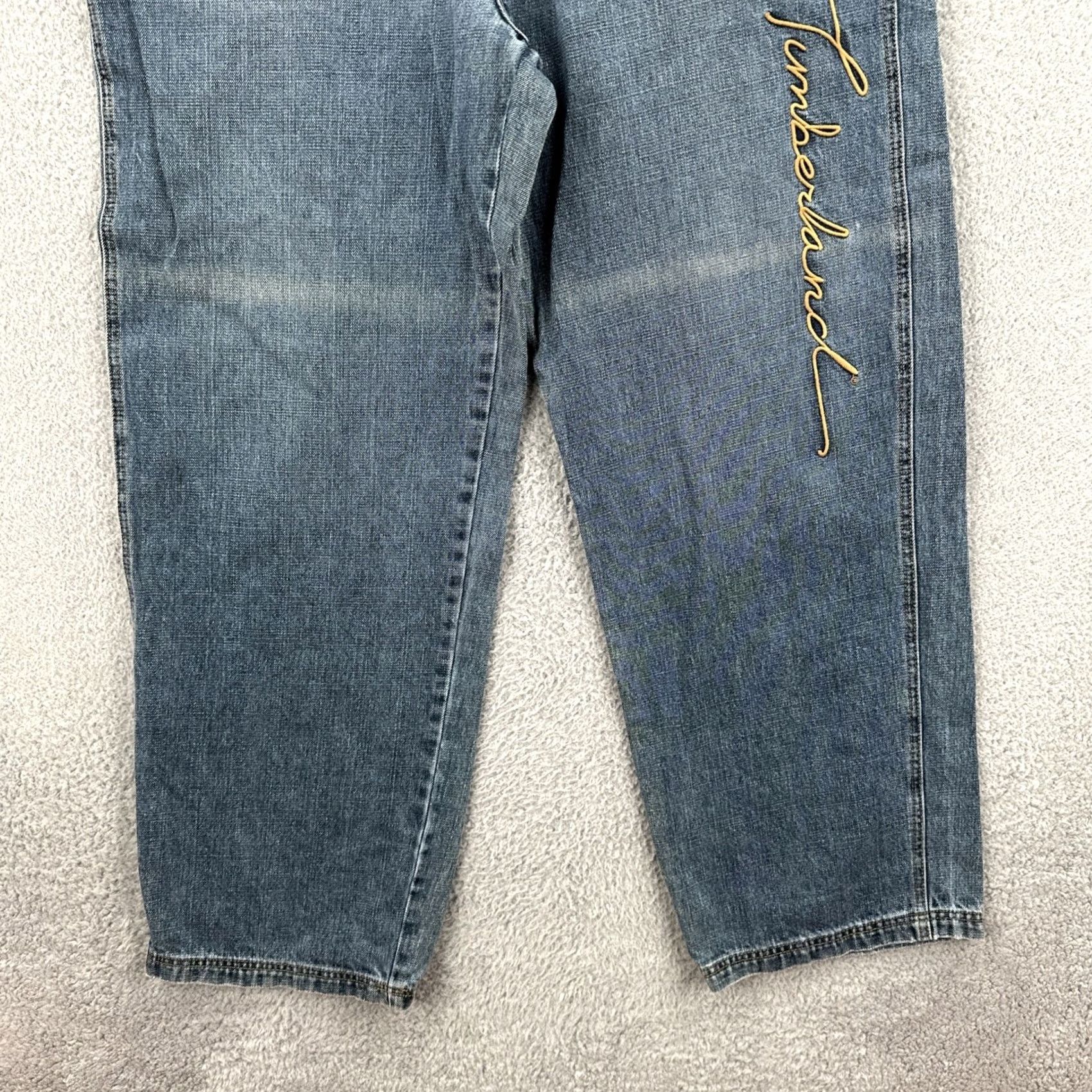 Timberland VINTAGE Timberland Jeans Mens 38x34 90s Hip Hop Baggy Wide-Leg Embroidered Logo Blue Size US 38 / EU 54 - 4 Thumbnail
