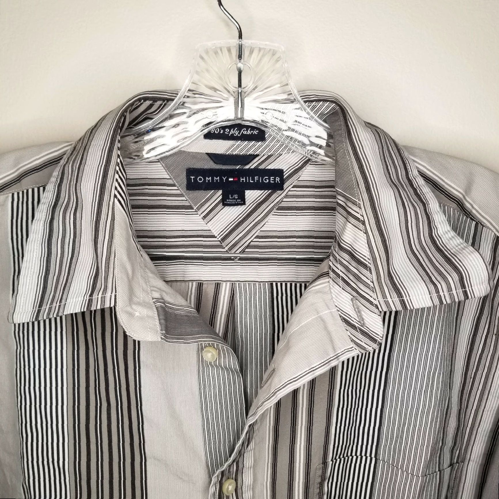 Tommy Hilfiger Tommy Hilfiger Mens Button-Up Shirt Long Sleeve Gray Striped L Size US L / EU 52-54 / 3 - 3 Thumbnail