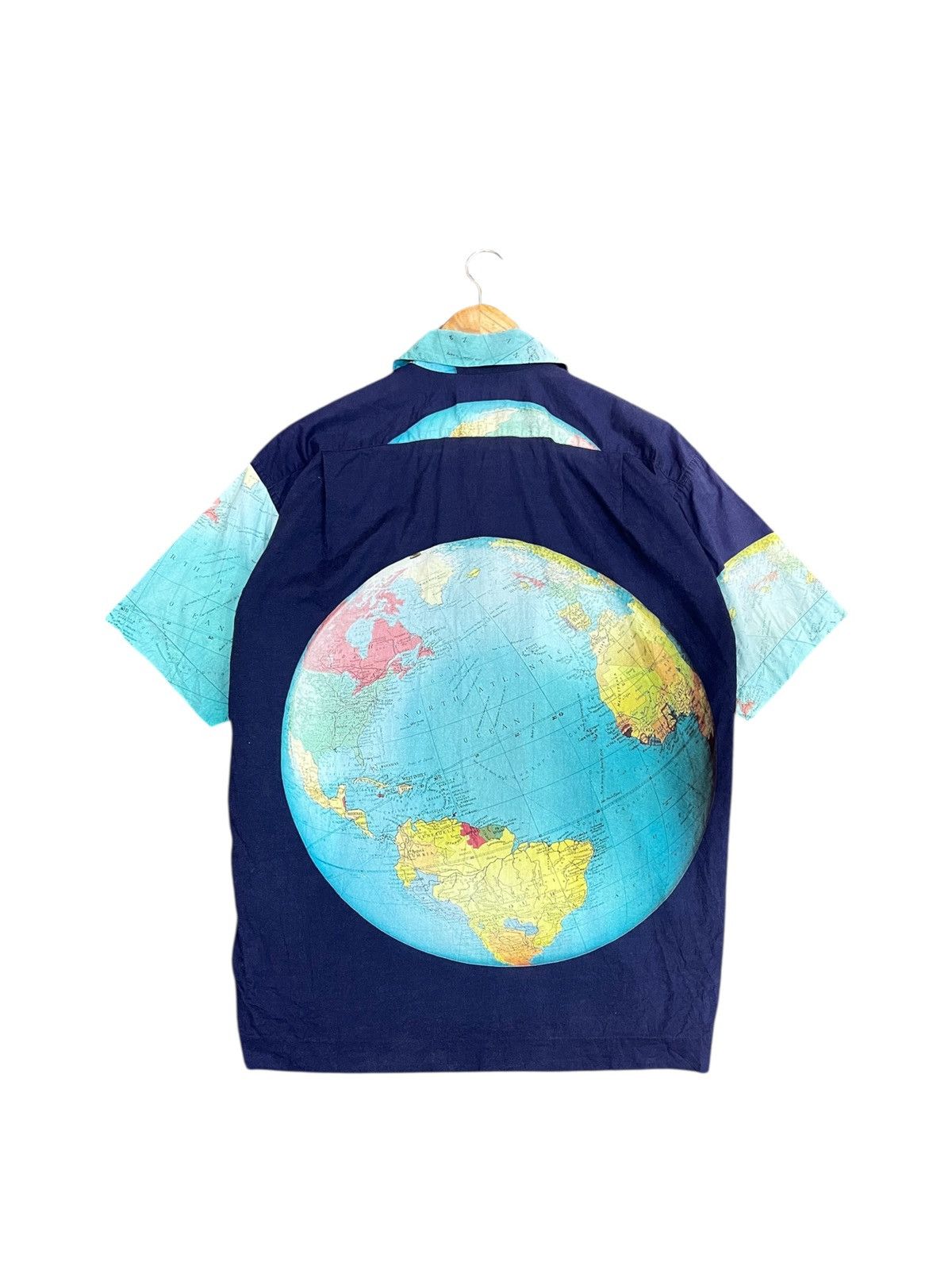 Paul Smith × Vintage Rare 🔥 Paul Smith Globe Print Open Collar Shirt Size US L / EU 52-54 / 3 - 2 Thumbnail