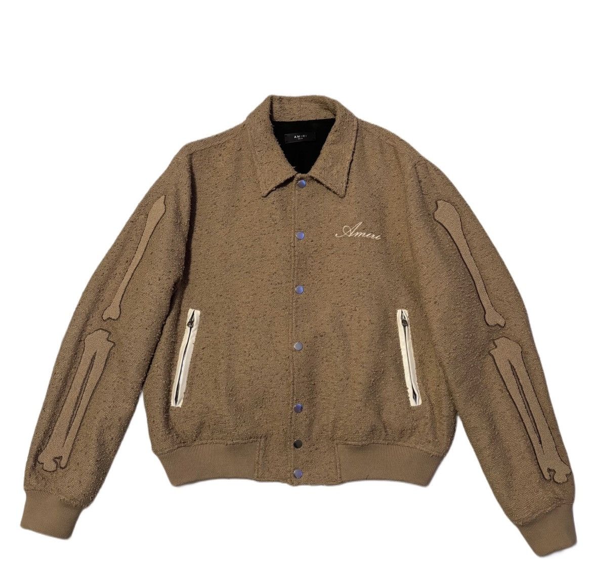 image of Amiri Bone Jacket Varsity in Tan, Men's (Size XL)