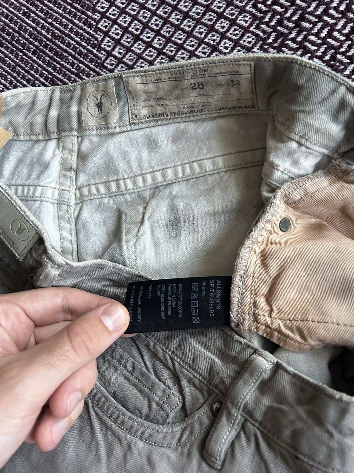 Allsaints × Designer ALLSAINTS GREY BLEACH PIPE SKI SIZE 28 / 32 DISTRESSED JEANS Size US 28 / EU 44 - 6 Thumbnail