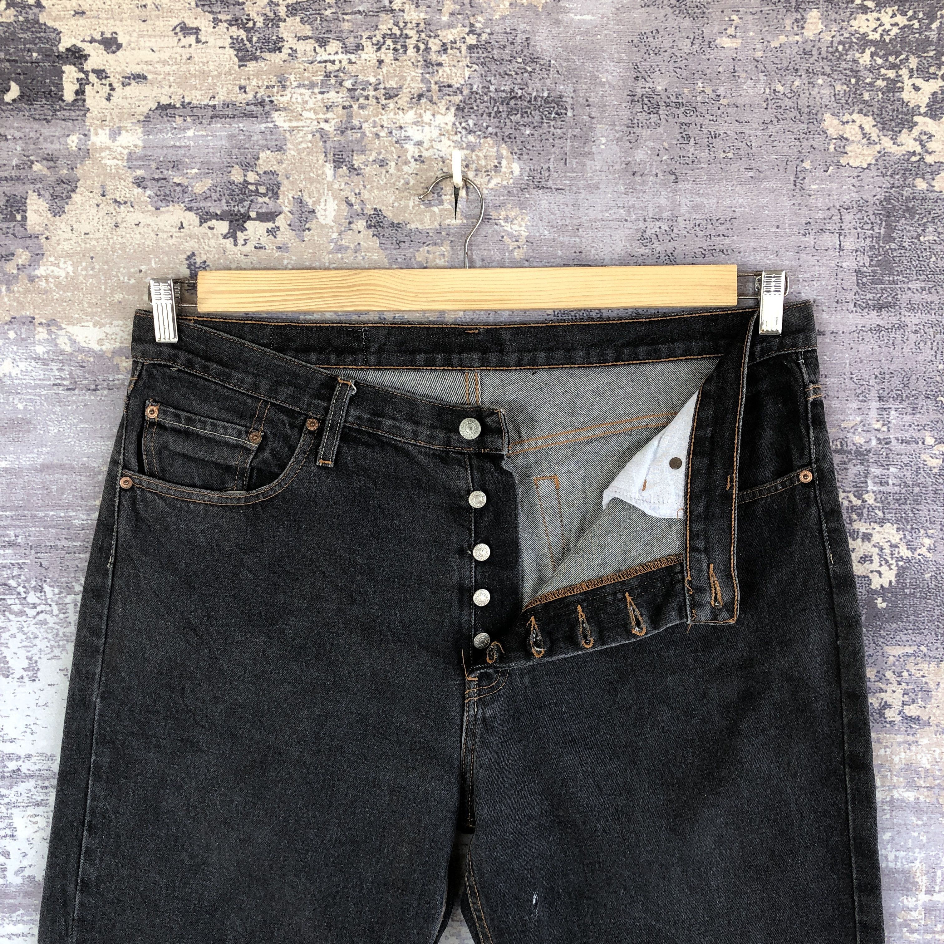 Levi's Vintage Levis 501 Ripped Jeans Levi's Faded Black Denim Size US 38 / EU 54 - 7 Thumbnail