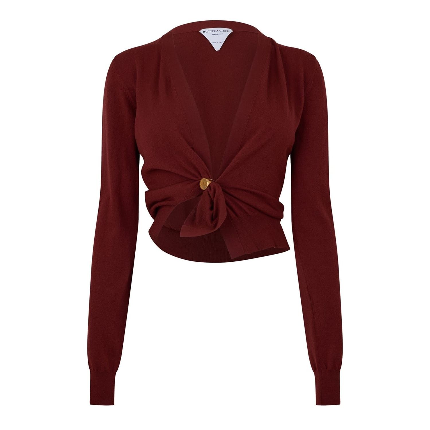 Bottega Veneta Bottega Veneta Cropped Long Sleeve Sweater in Brown Size XS / US 0-2 / IT 36-38 - 1 Thumbnail