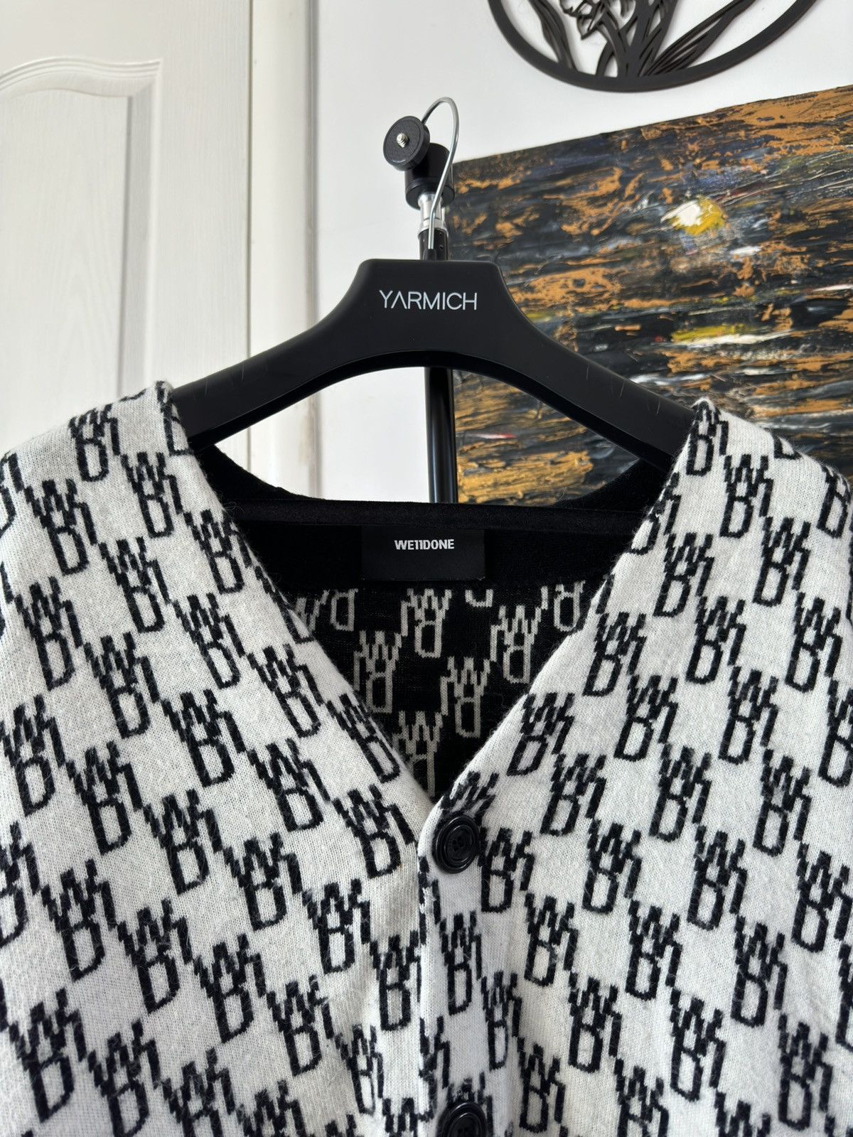 WE11DONE Welldone We11done Monogram Buttoned Wool Cardigan Size US XL / EU 56 / 4 - 3 Thumbnail