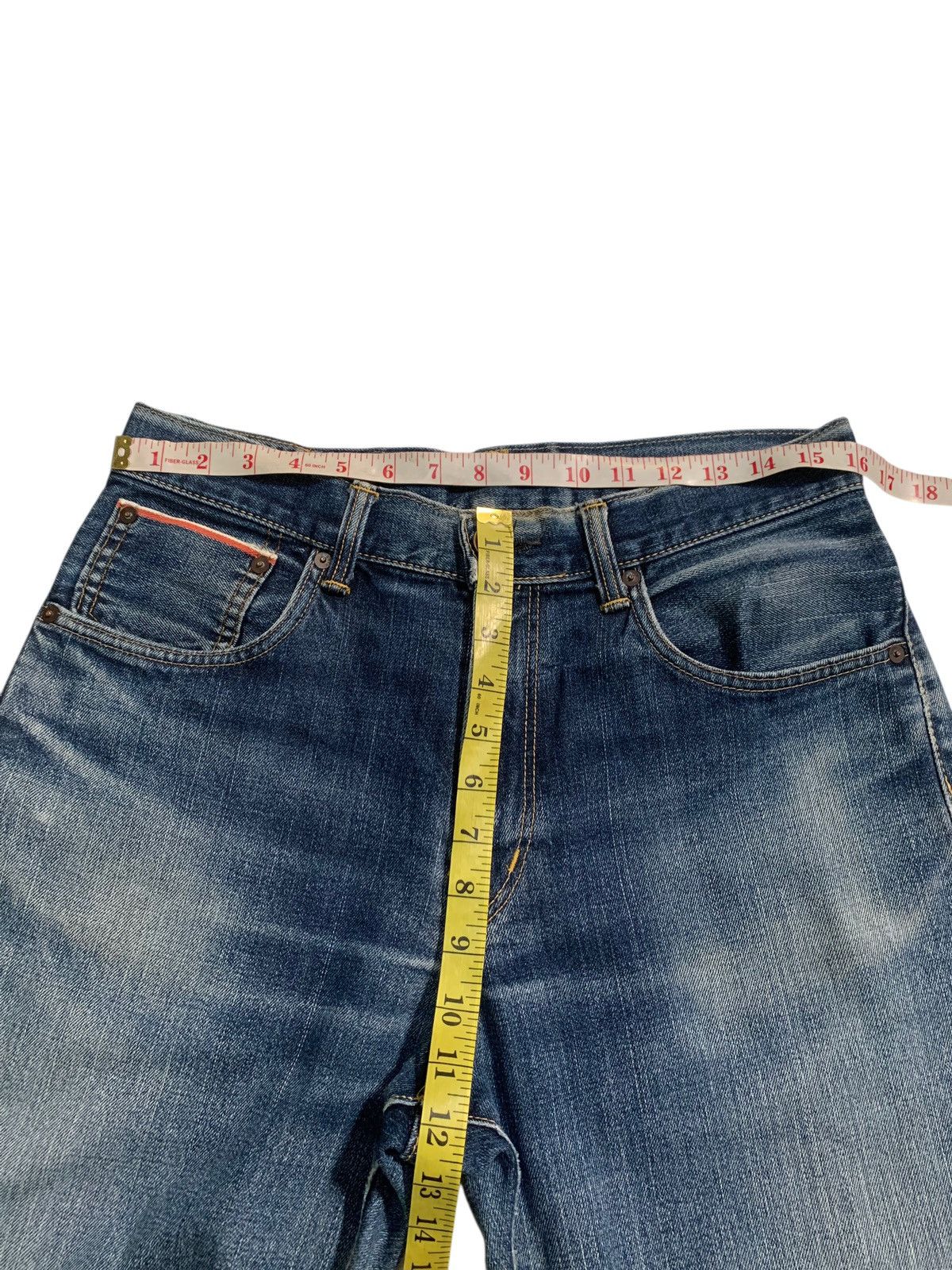 VINTAGE EDWIN 505Z SELVEDGE BUCKLE BACK DISTRESSED DENIM