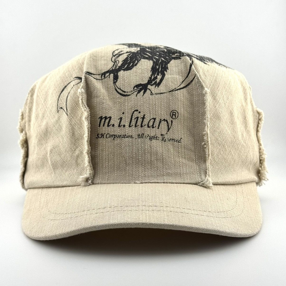 Japanese Brand Distressed Raw Deconstructed m.i.litary Eagle Graphic Cap Size ONE SIZE - 2 Thumbnail