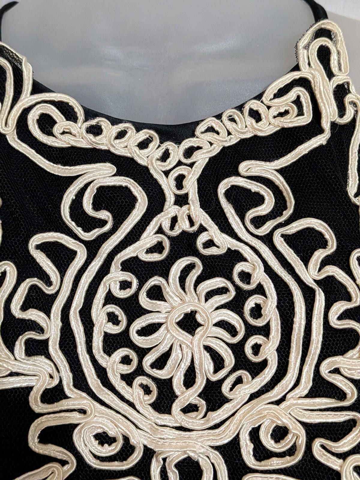 Designer VTG 90's Betsy & Adam Black Soutache Halter Maxi Slip Gown Size S / US 4 / IT 40 - 4 Thumbnail