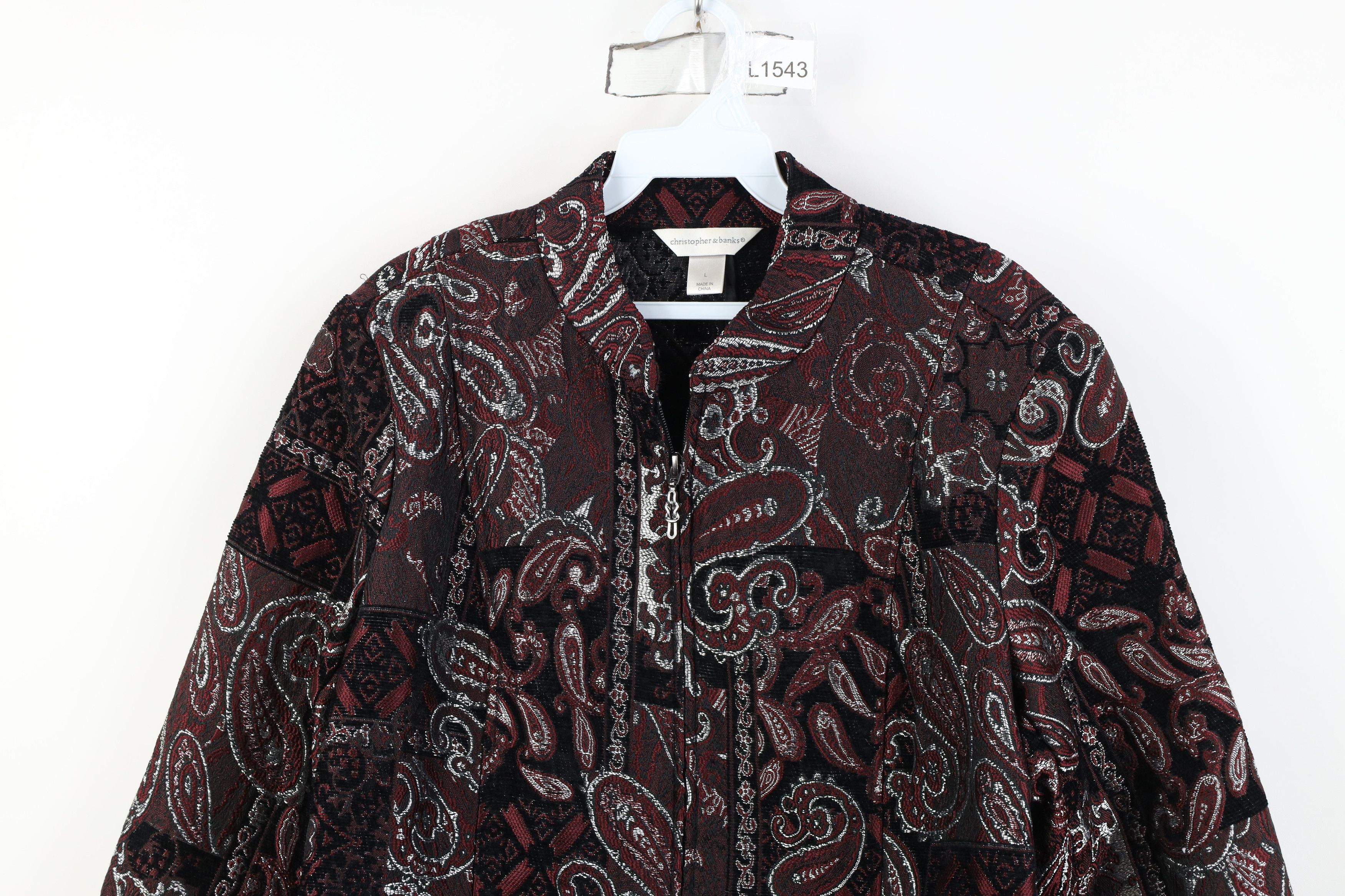 Vintage Vintage 90s Streetwear Paisley Flower Metallic Blazer Jacket Size L / US 10 / IT 46 - 2 Thumbnail