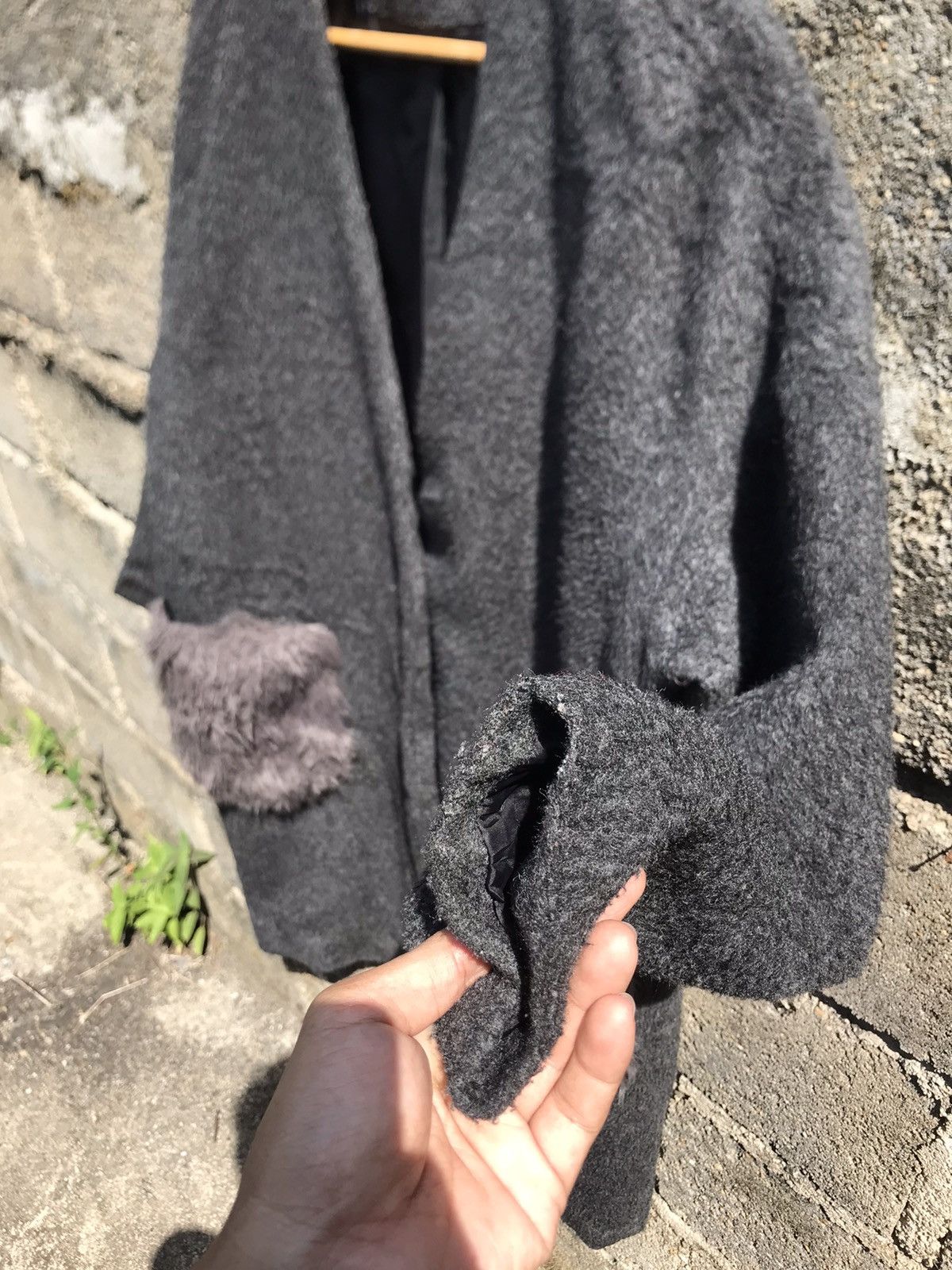 Japanese Brand × Other × Vintage Futisr Land Grey Wool Long Coat Faux Fur Pocket Size M / US 6-8 / IT 42-44 - 4 Thumbnail