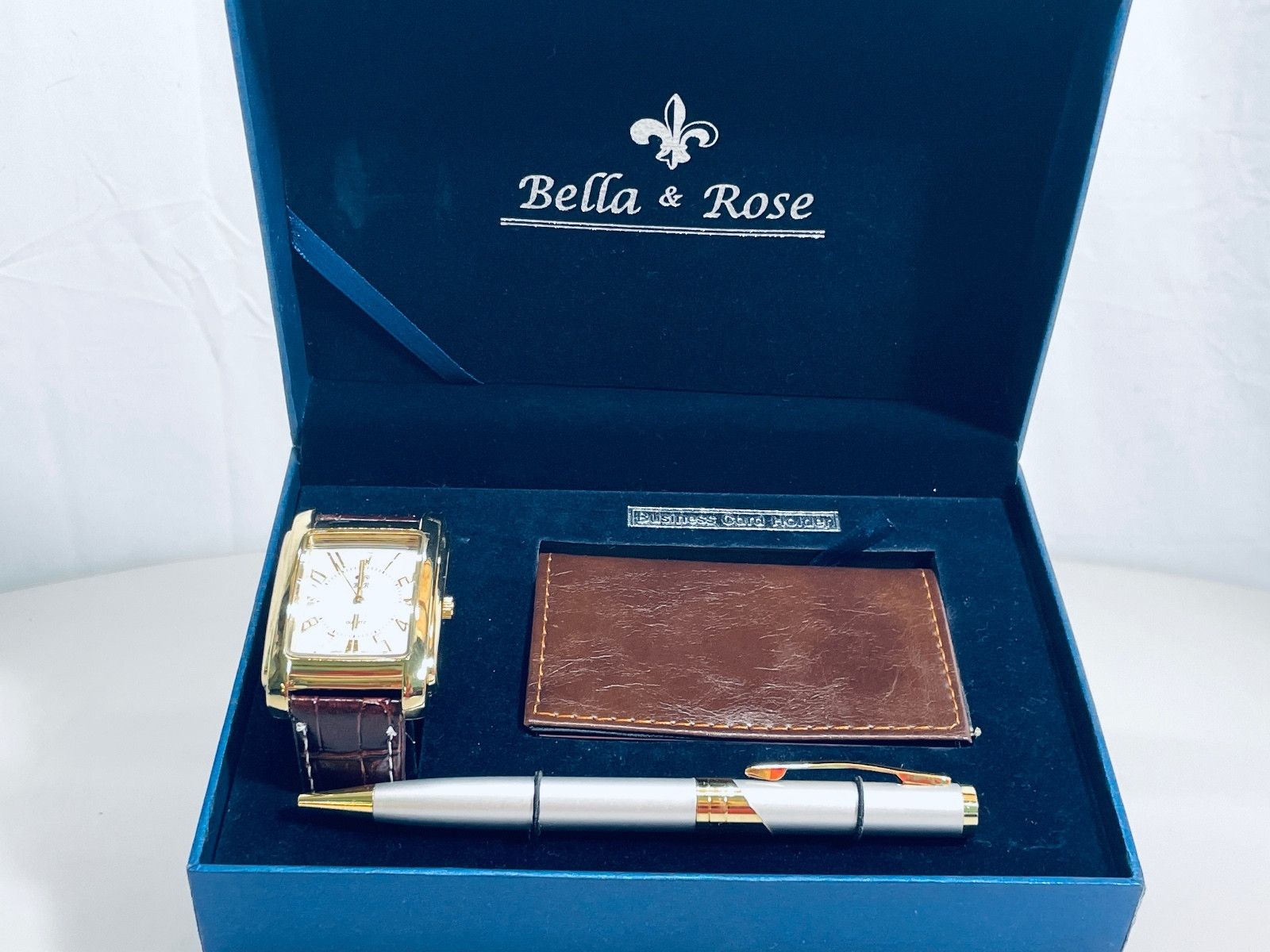 2000's Vintage Bella & Rose Men's Watch, Pen Gift Set in Brown, Men's — image 3 of 5