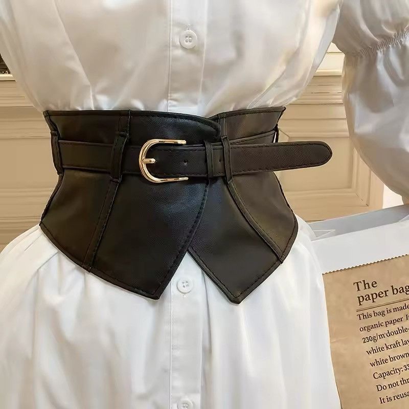 Japanese Brand × Vintage Classic Pin Buckle Wide Belts Black Elastic PU Size ONE SIZE - 1 Thumbnail